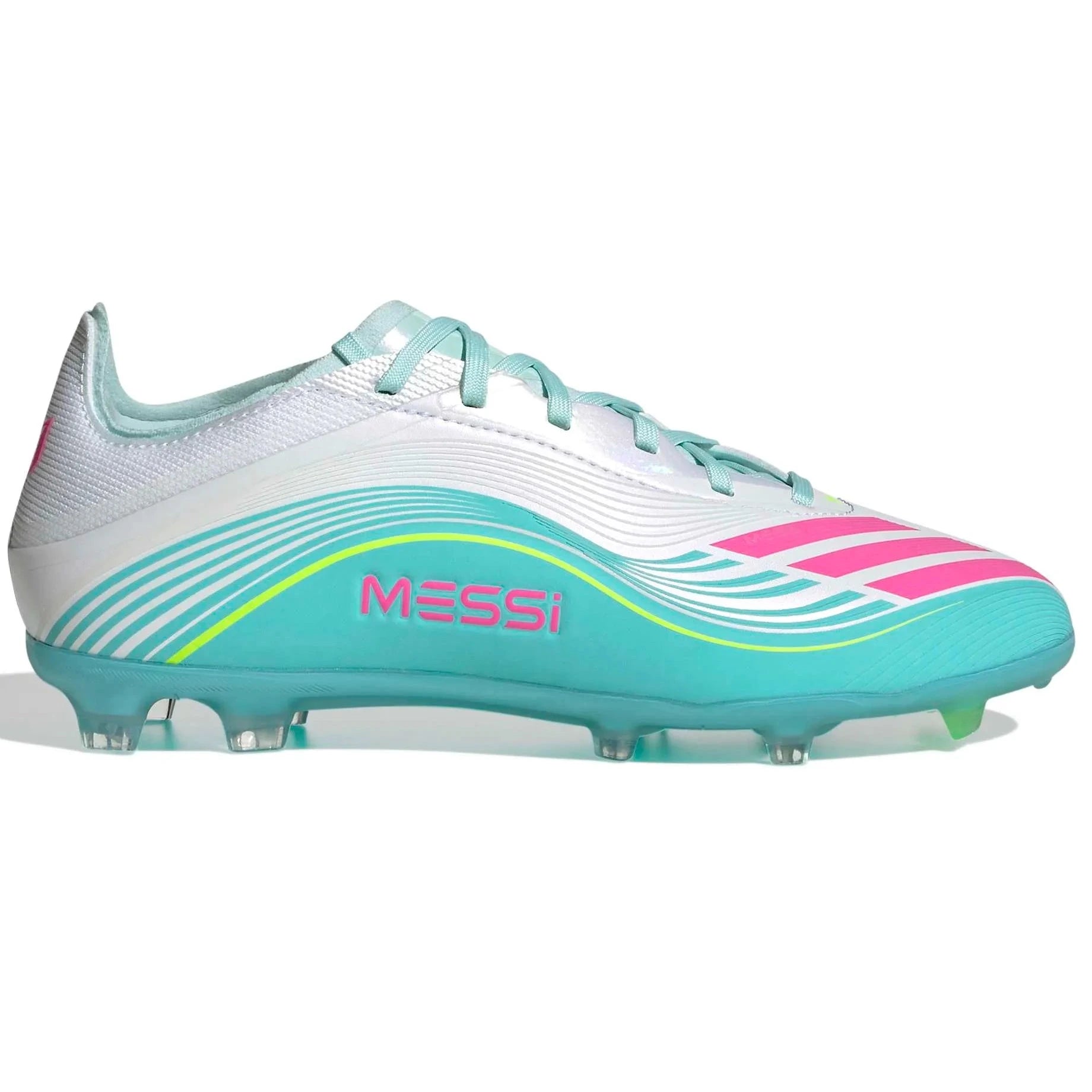 adidas Junior F50 Messi Elite Firm Ground Soccer Cleats - Messi Aurora Radiante Pack (SP26) (Side 1)
