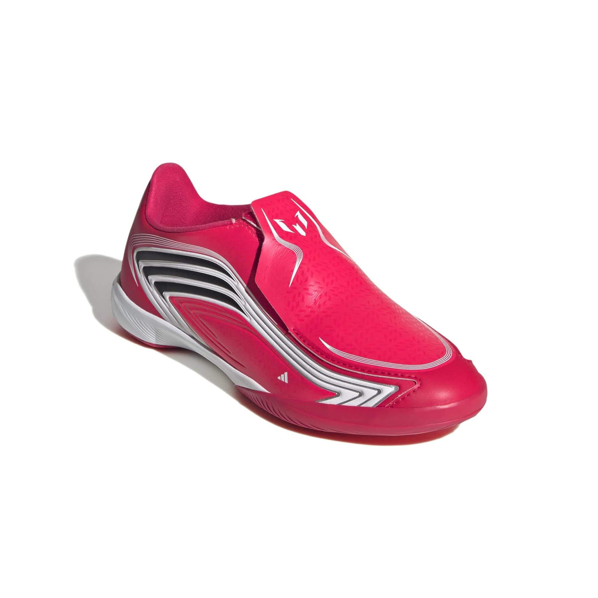 adidas Junior F50 Messi League Laceless Indoor Soccer Shoes - Futbol Y Familia Pack (FA26) (Lateral - Front)