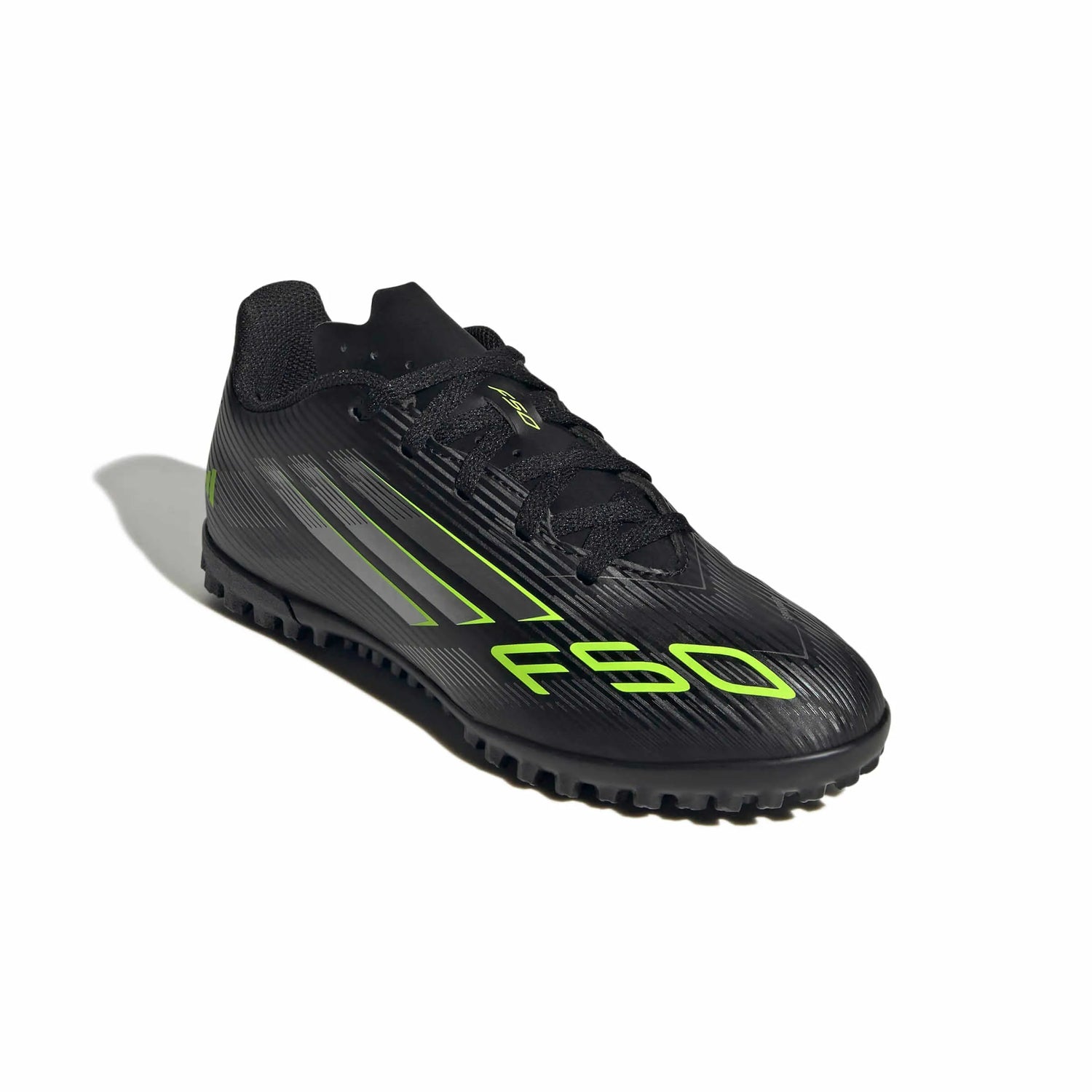 adidas Kid's F50 Club Turf Soccer Shoes - Electric Stealth Pack (FA25) (Lateral - Front)