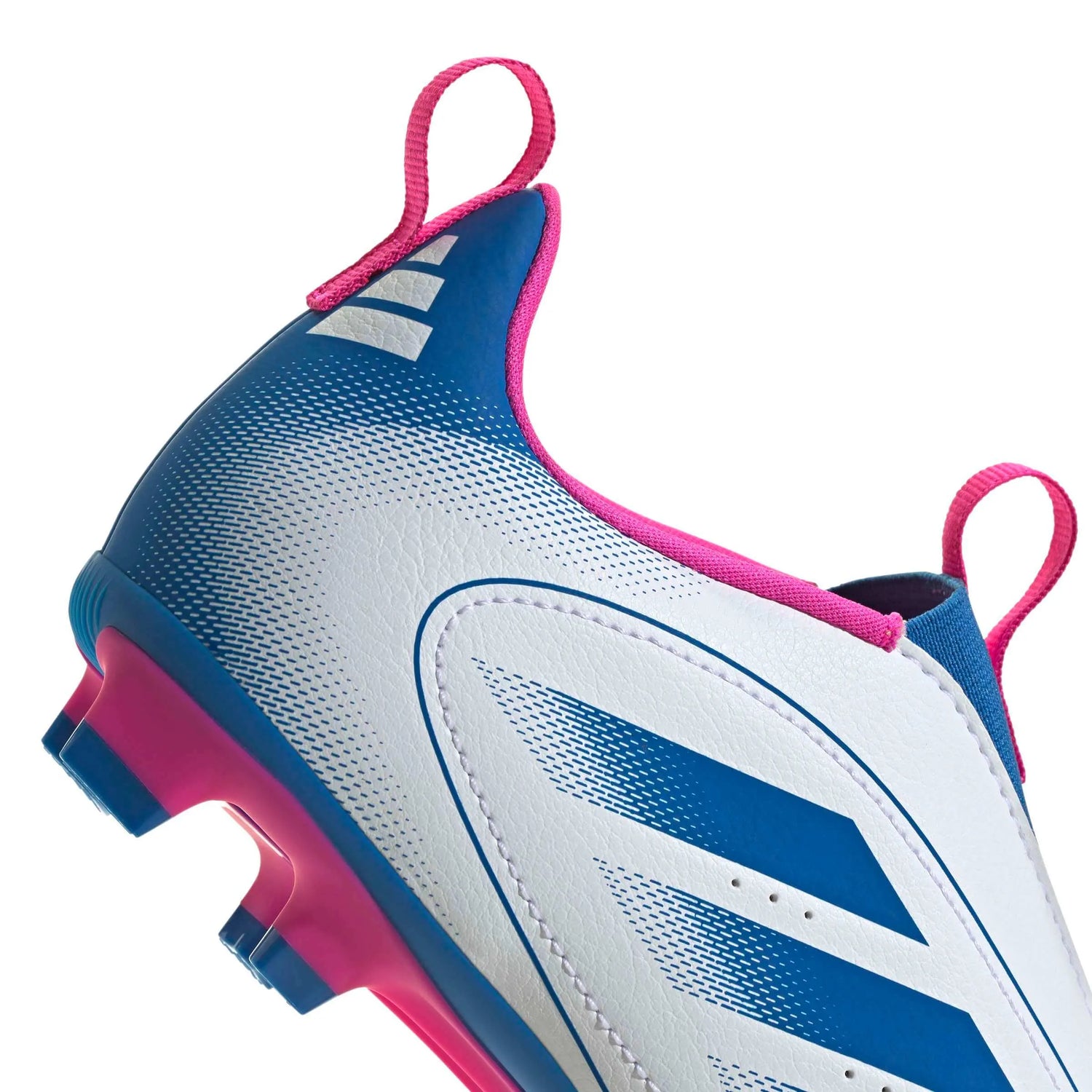 adidas Kid's Goletto IX Laceless Firm-Multi Ground Soccer Cleats Cloud White / Bright Royal / Team Shock Pink 2 (Detail 1)