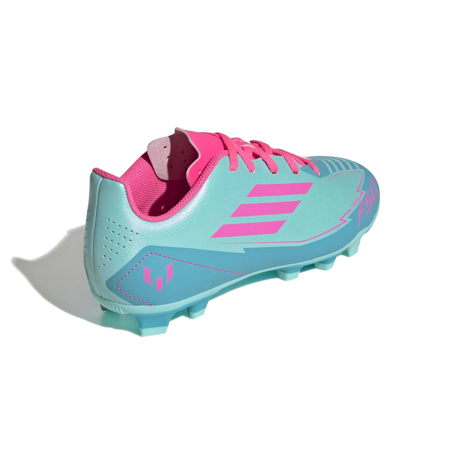 adidas Kids F50 Club Messi Firm-Multi Ground Soccer Cleats - MP2 Pack (SU25) (Lateral - Back)