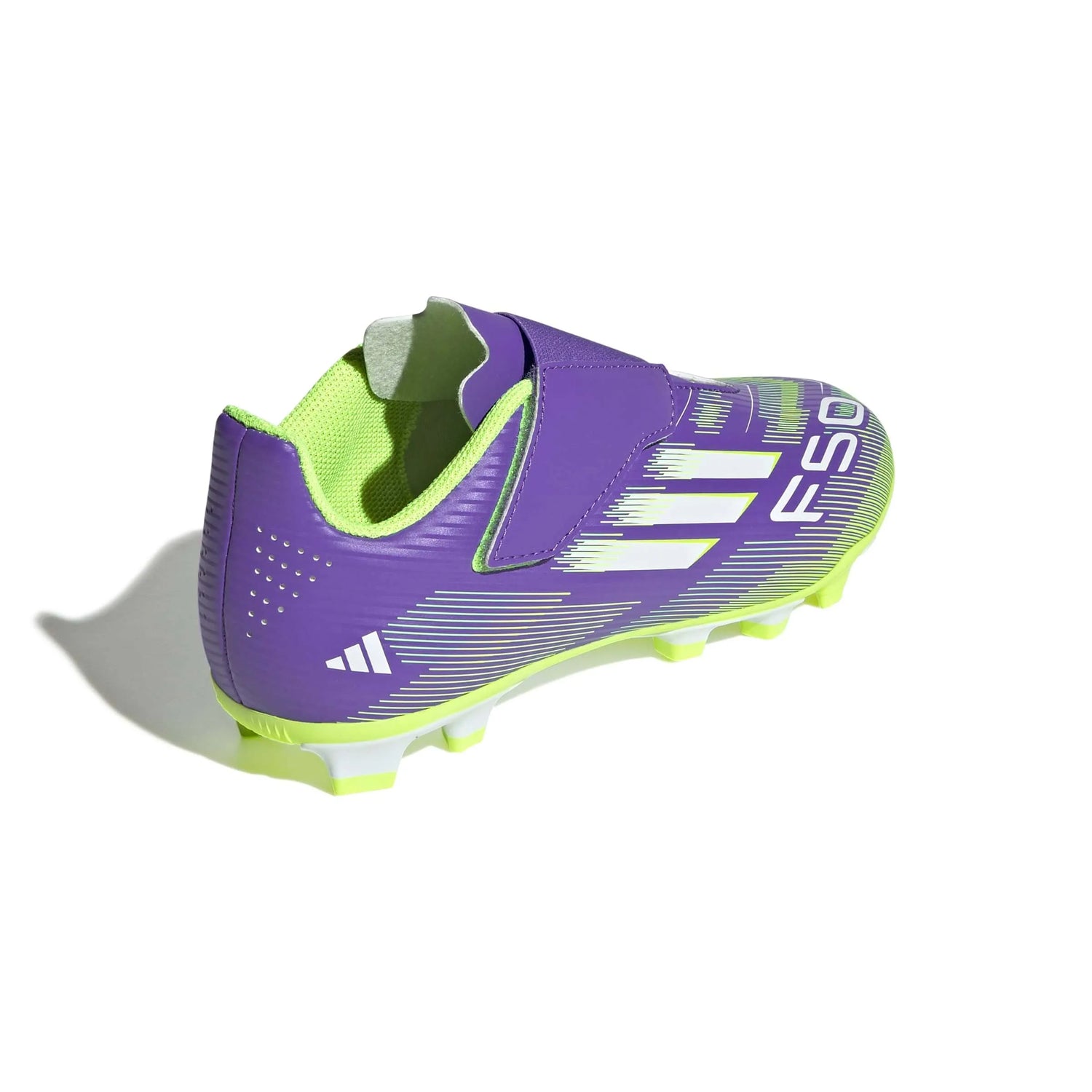 adidas Kids F50 Club Velcro Firm-Multi Ground Soccer Cleats - Radiant Blaze Pack (FA25) (Lateral - Back)