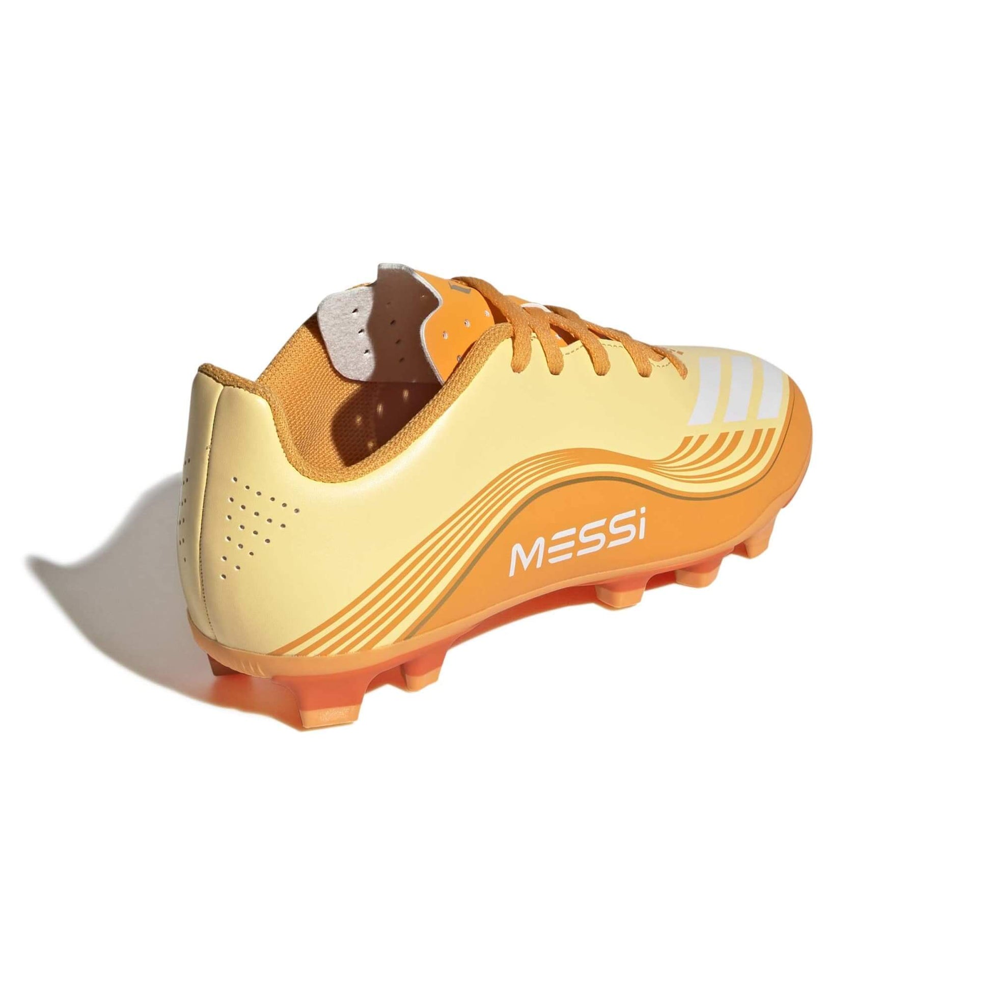 adidas Kids F50 Messi Club Firm/Multi Ground Soccer Cleats - Messi Hora Dorada Pack (SP26) (Lateral - Back)