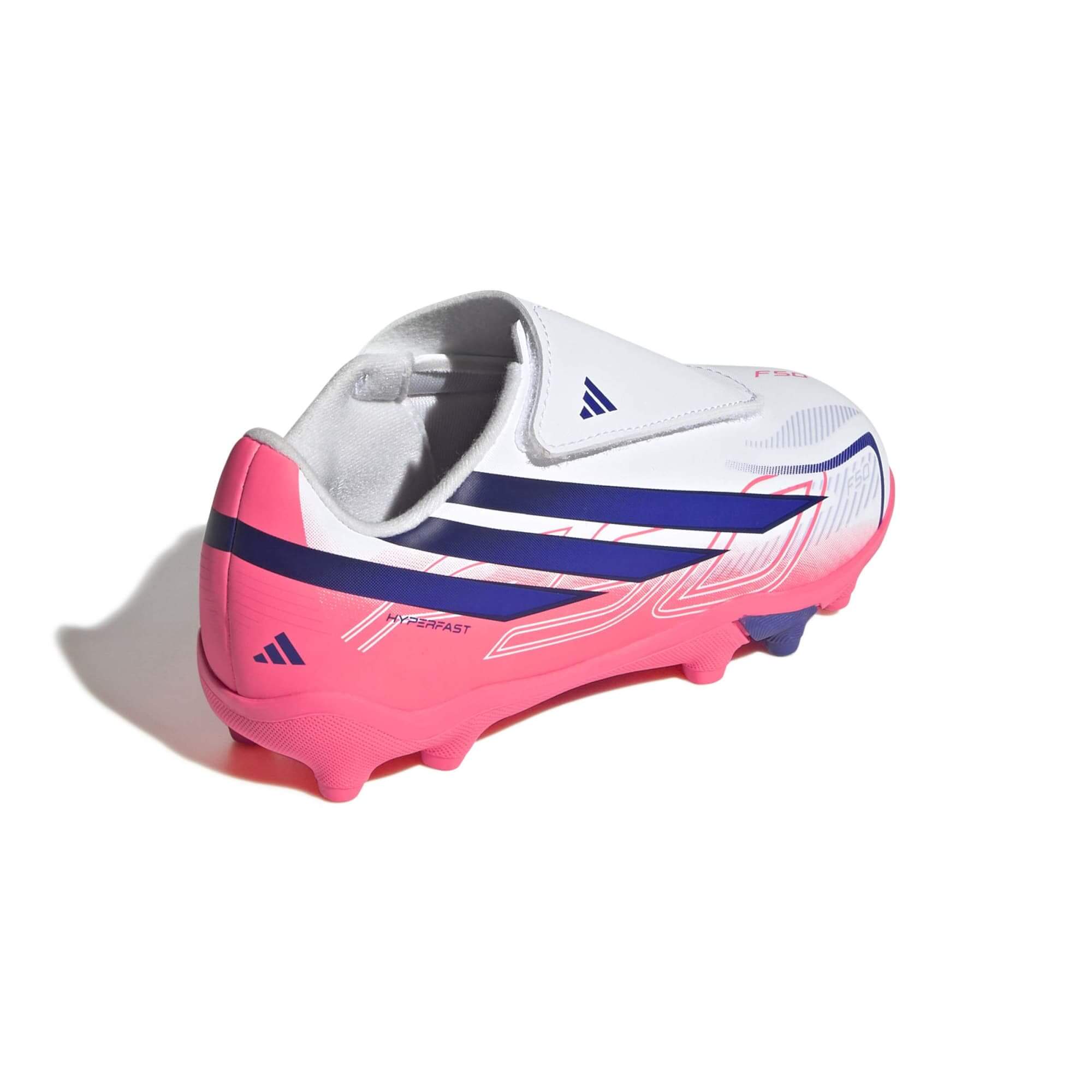 adidas Kids' F50 Hyperfast Club Velcro Firm-Multi Ground Soccer Cleats - Chaos Vs Control (FA26) (Lateral - Back)