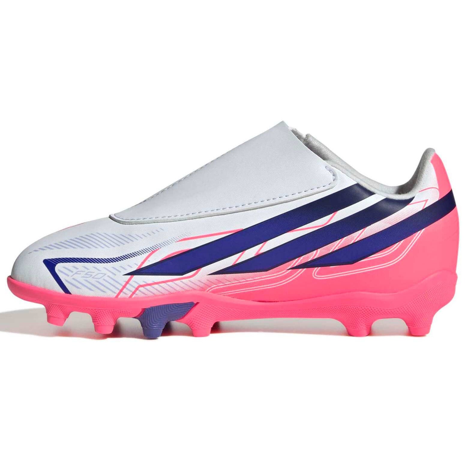 adidas Kids' F50 Hyperfast Club Velcro Firm-Multi Ground Soccer Cleats - Chaos Vs Control (FA26) (Side 2)