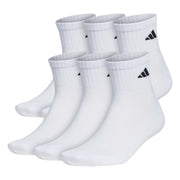 adidas Men's Athletic Cushioned 6-Pack Quarter Socks White (Pack)