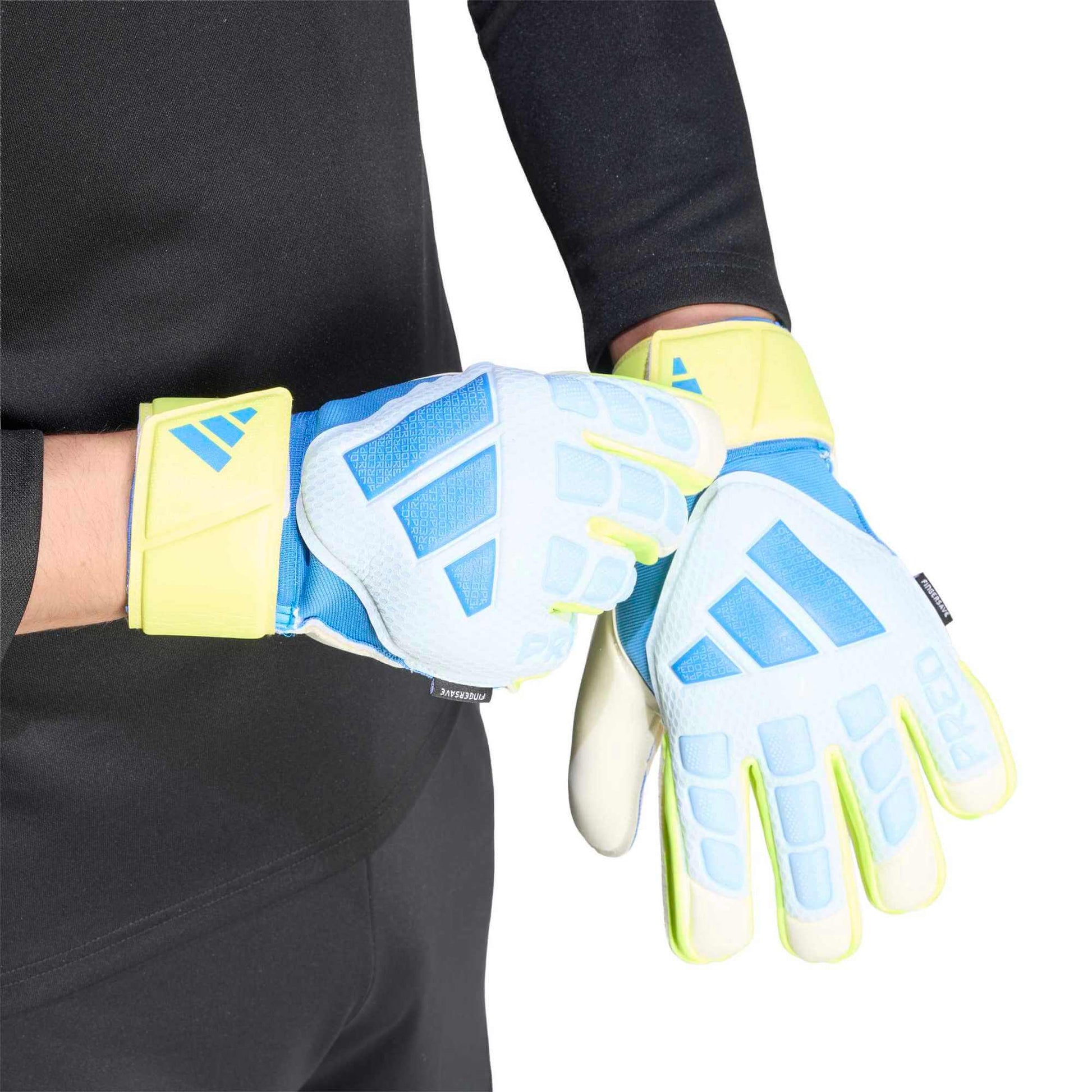adidas Predator GL Match Fingersave Goalkeeper Gloves Crystal Sky - Ray Blue - Solar Yellow (Model 1)