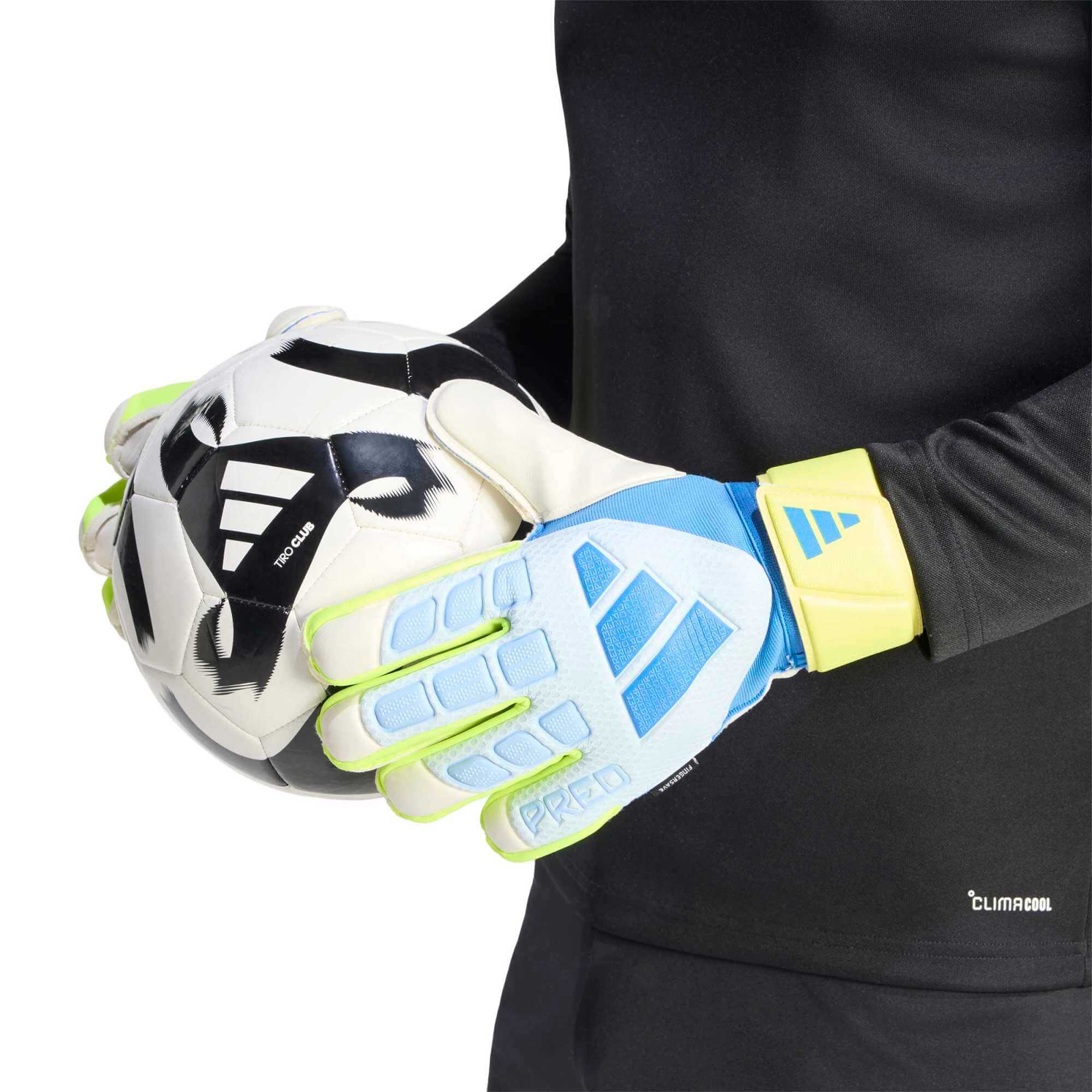 adidas Predator GL Match Fingersave Goalkeeper Gloves Crystal Sky - Ray Blue - Solar Yellow (Model 2)