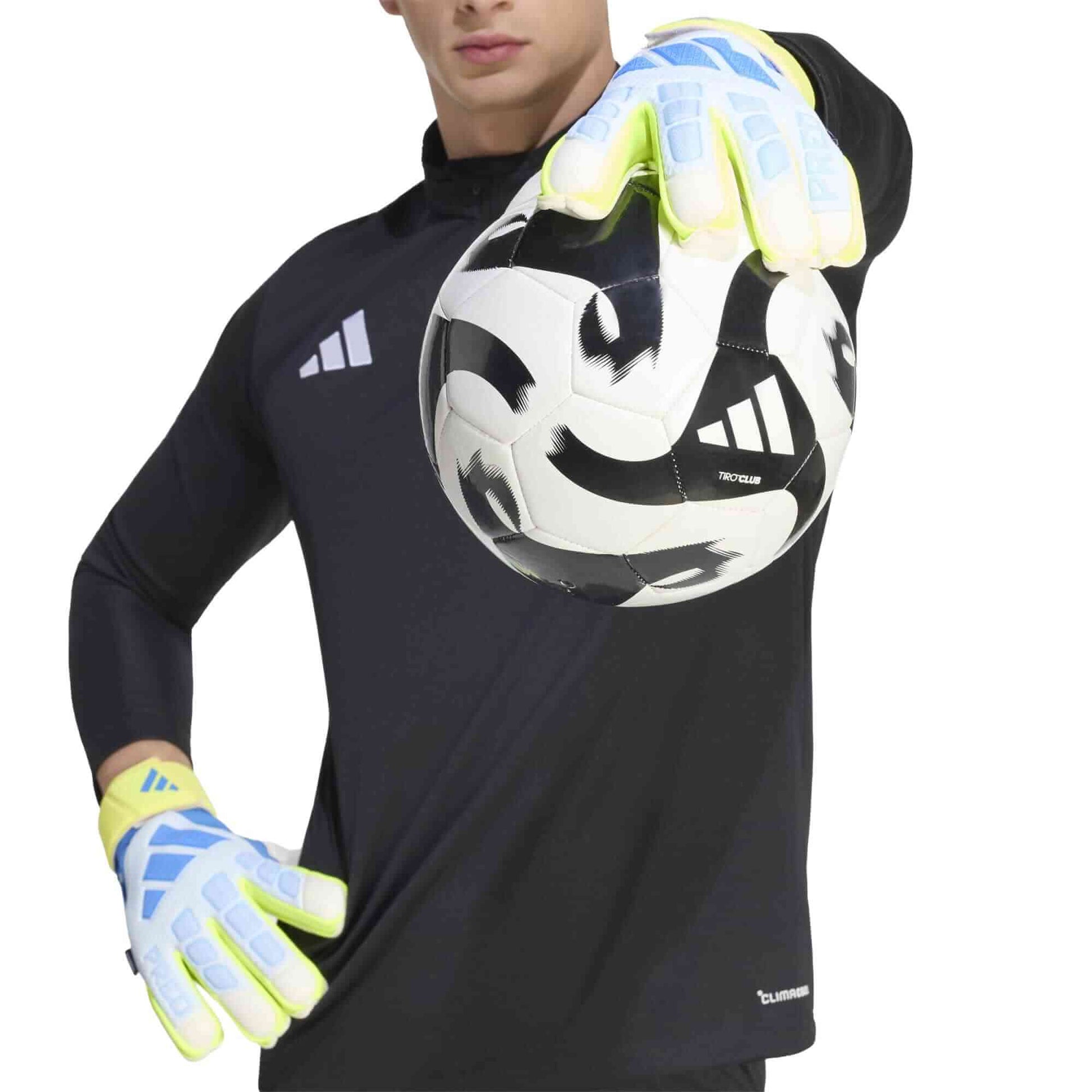 adidas Predator GL Match Fingersave Goalkeeper Gloves Crystal Sky - Ray Blue - Solar Yellow (Model 3)