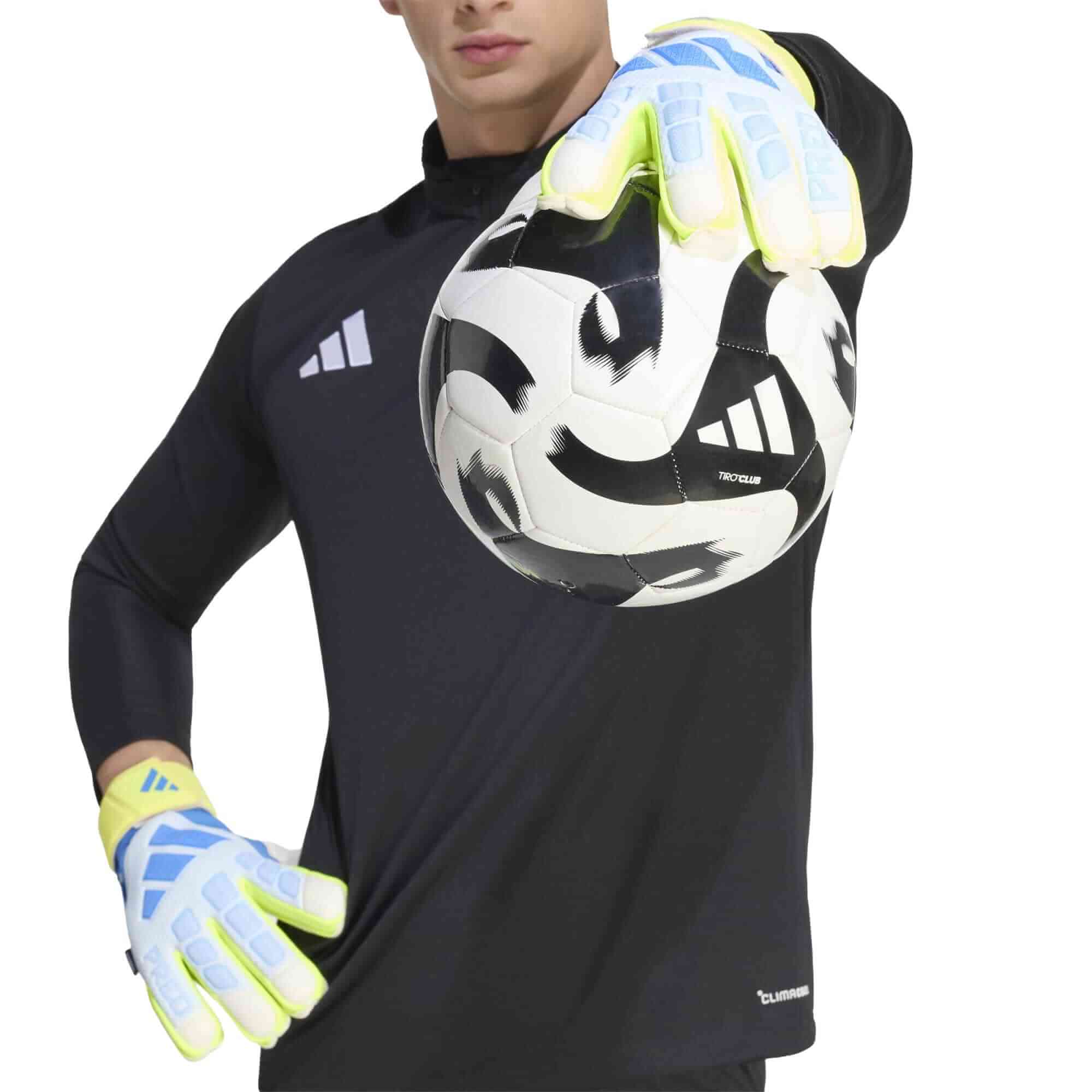adidas Predator GL Match Fingersave Goalkeeper Gloves Crystal Sky - Ray Blue - Solar Yellow (Model 3)