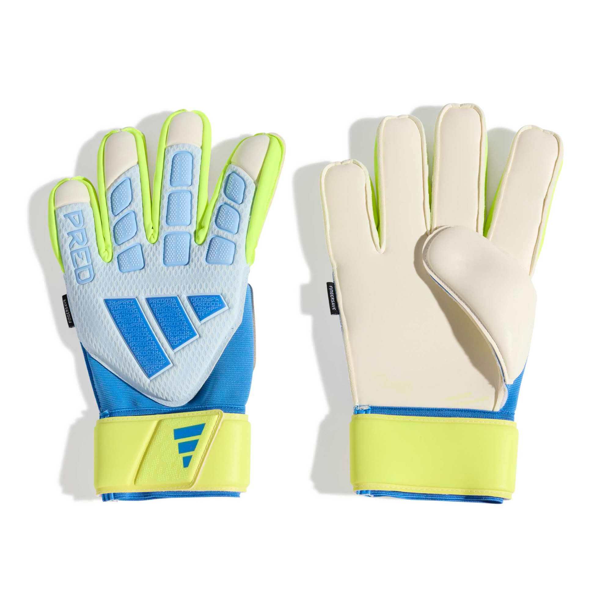 adidas Predator GL Match Fingersave Goalkeeper Gloves Crystal Sky - Ray Blue - Solar Yellow (Set)