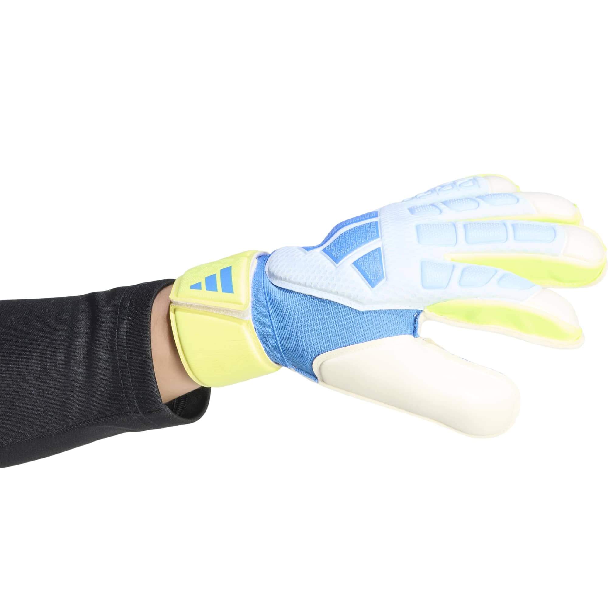 adidas Predator GL Match Fingersave Goalkeeper Gloves Crystal Sky - Ray Blue - Solar Yellow (Single - Side)