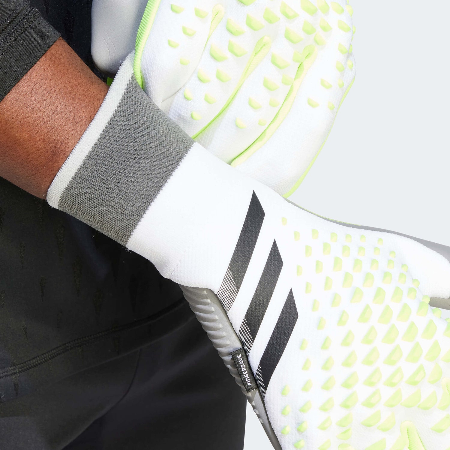 adidas Predator GL Pro Fingersave Goalkeeper Gloves White-Lucid Lemon-Black (Detail 1)