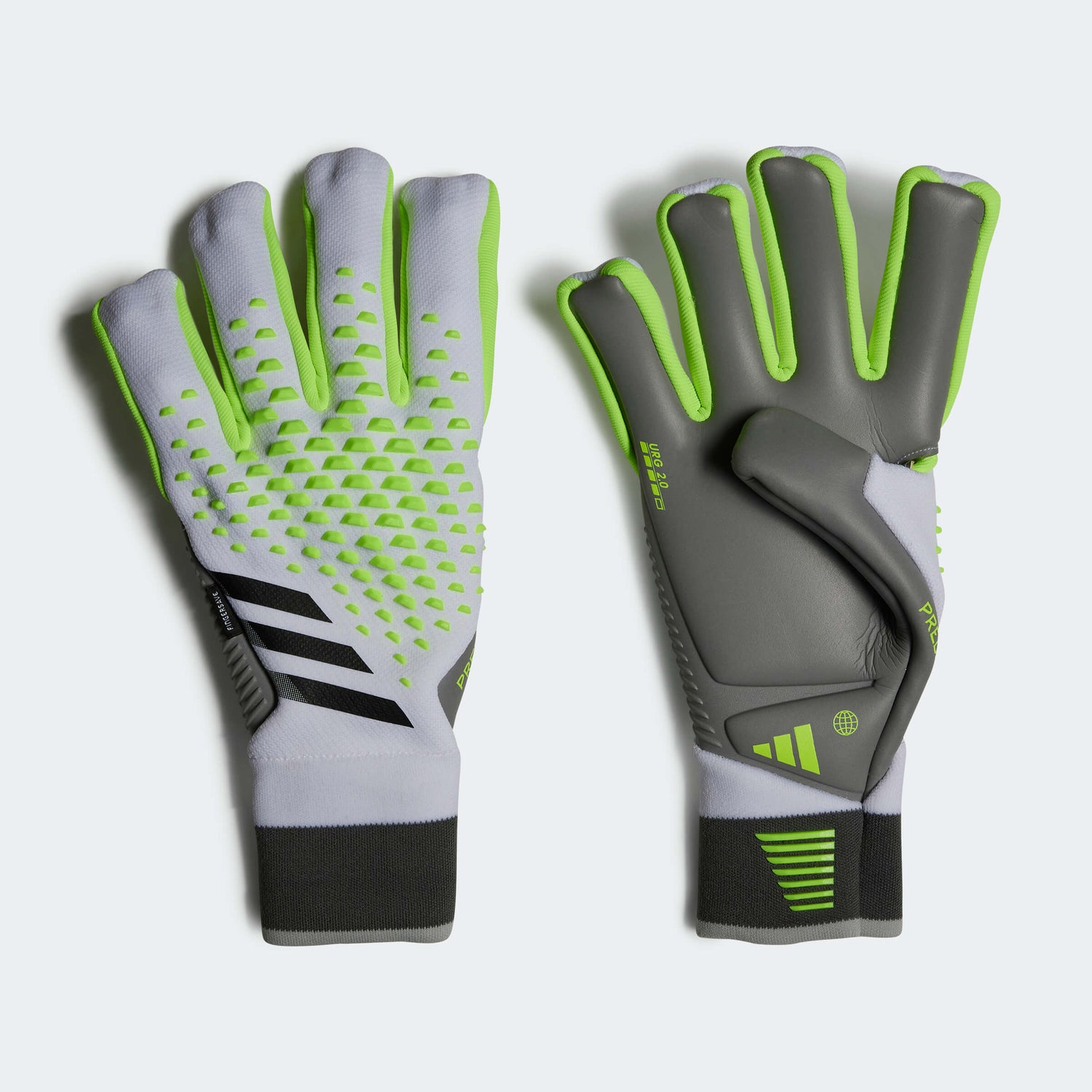 adidas Predator GL Pro Fingersave Goalkeeper Gloves White-Lucid Lemon-Black (Set)