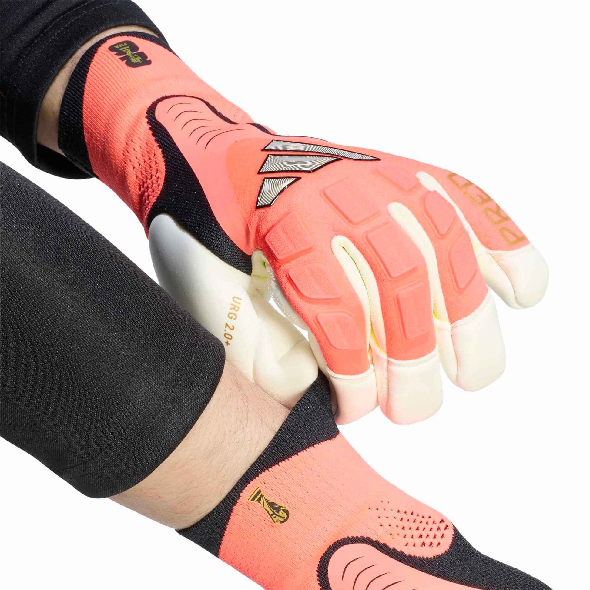 adidas Predator GL Pro Hybrid Goalkeeper Gloves Ivory - Solar Turbo - Gold Metallic (Detail 1)