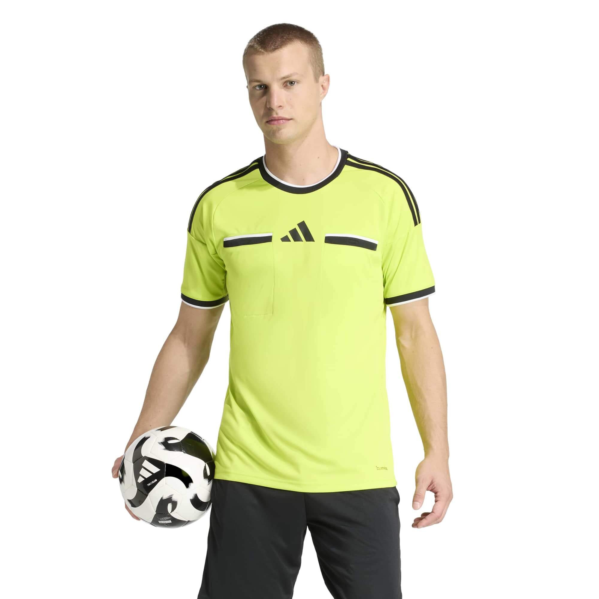 adidas Referee 26 Men's Soccer Jersey Solar Yellow/Black (Model - Front)