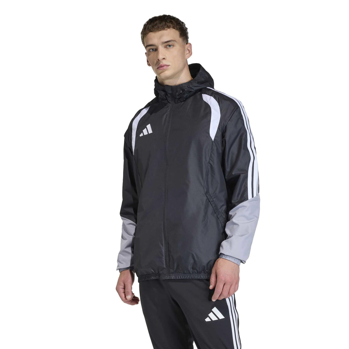 adidas Tiro 26 Men's Competition All Weather Jacket Black-Light Onix-White (Model - Front)