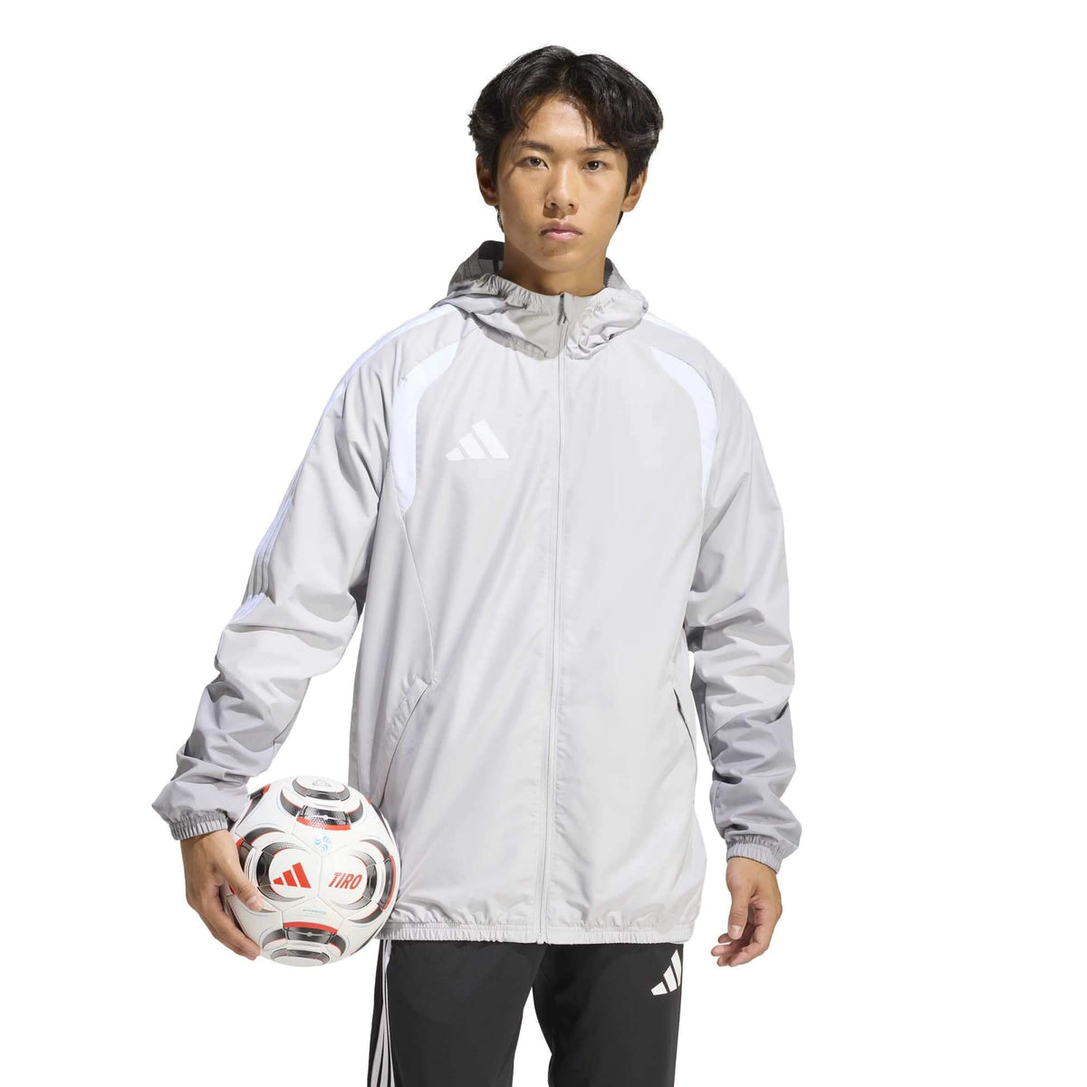 adidas Tiro 26 Men's Competition All Weather Jacket Light Grey-Light Onix-White (Model - Front)