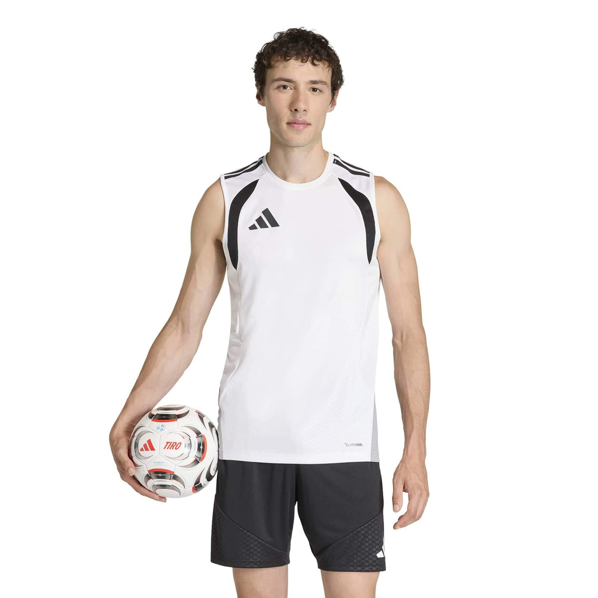 adidas Tiro 26 Men's Competition Sleeveless Soccer Jersey White-Black (Model - Front)
