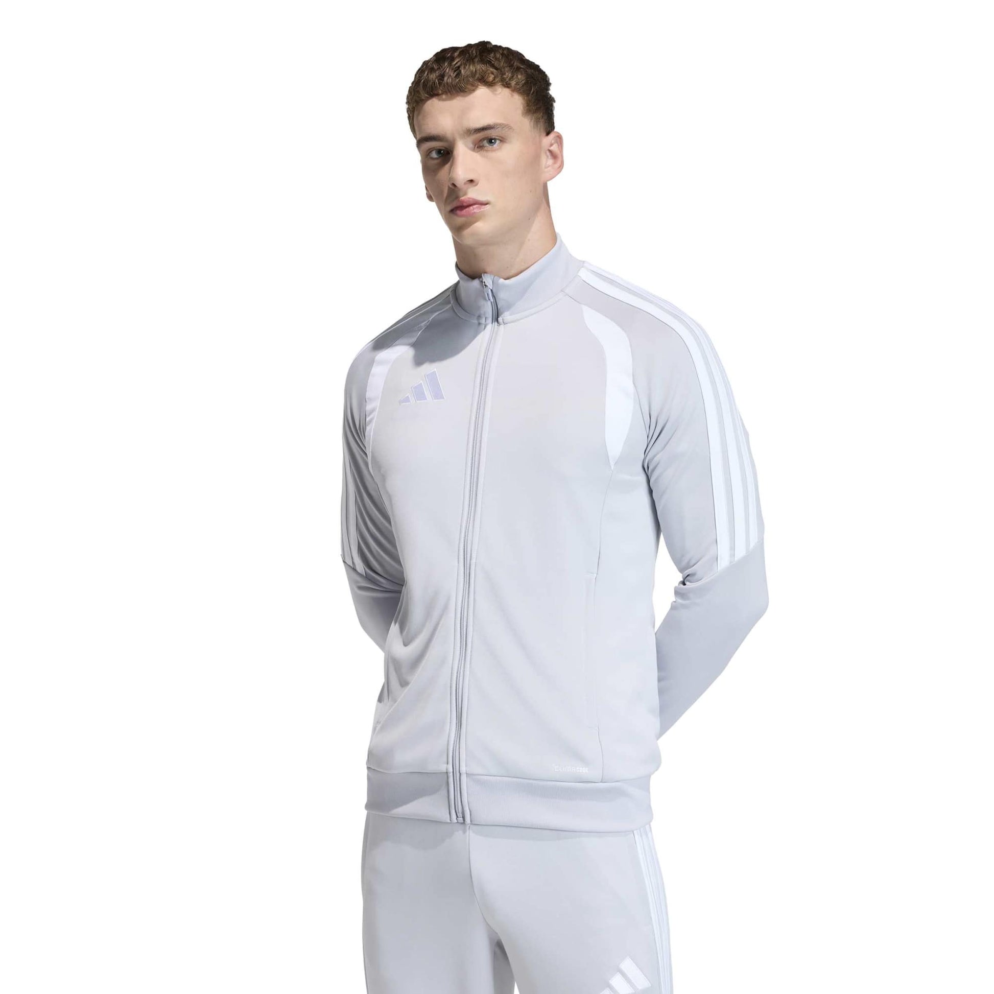adidas Tiro 26 Men's League Training Jacket Light Grey/White (Model - Front)