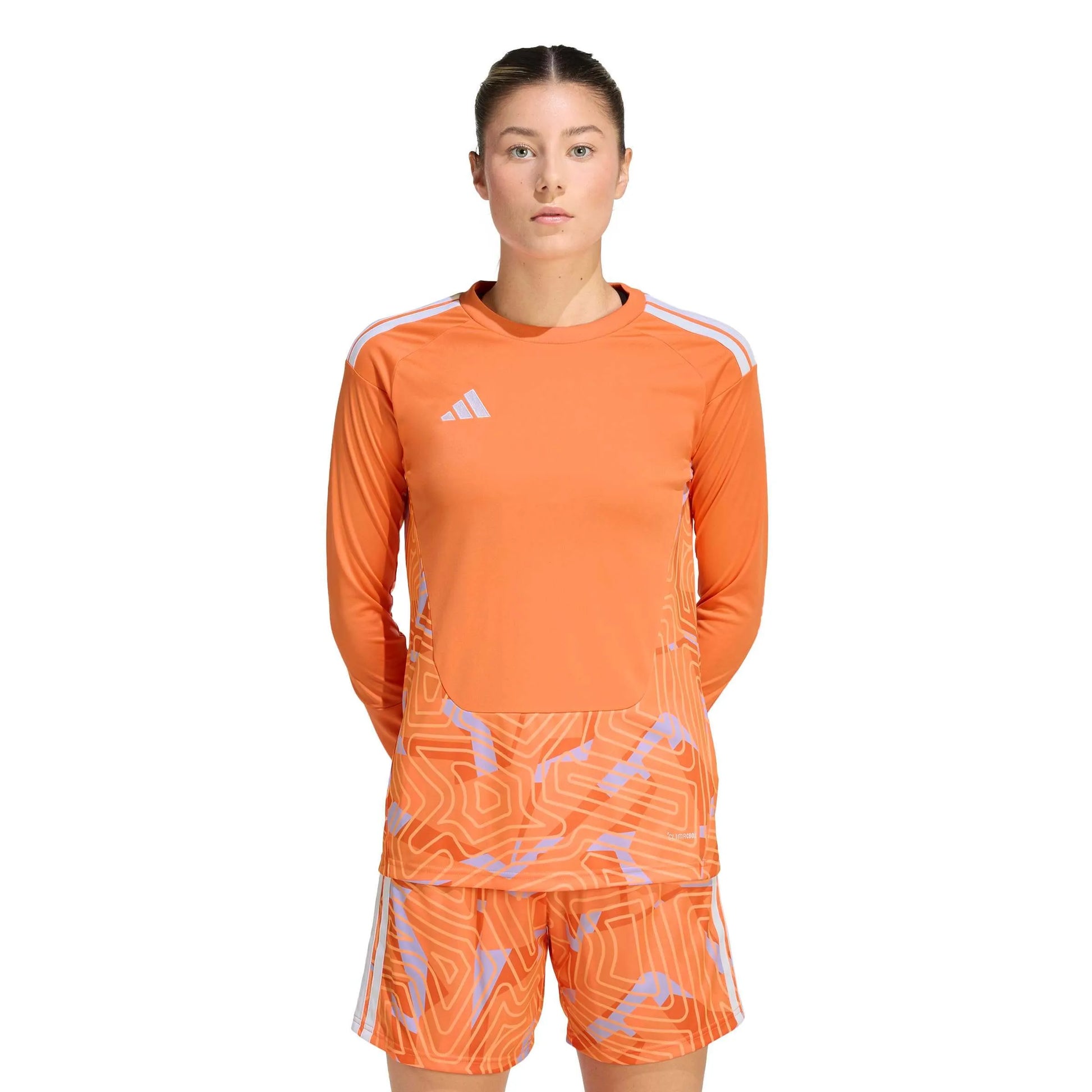 adidas Tiro 26 Women's Competition Long-Sleeve Goalkeeper Soccer Jersey Semi Solar Oragne (Model - Front)