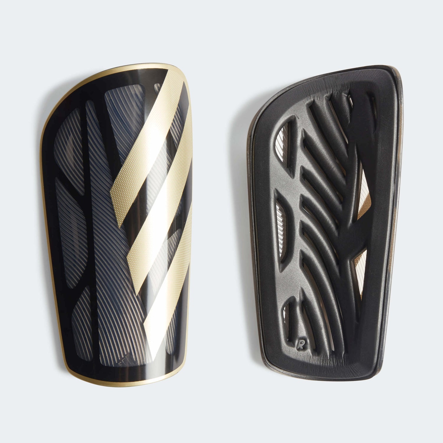adidas Tiro League Shin Guards Black - Gold Metallic - White (Pair - Front)