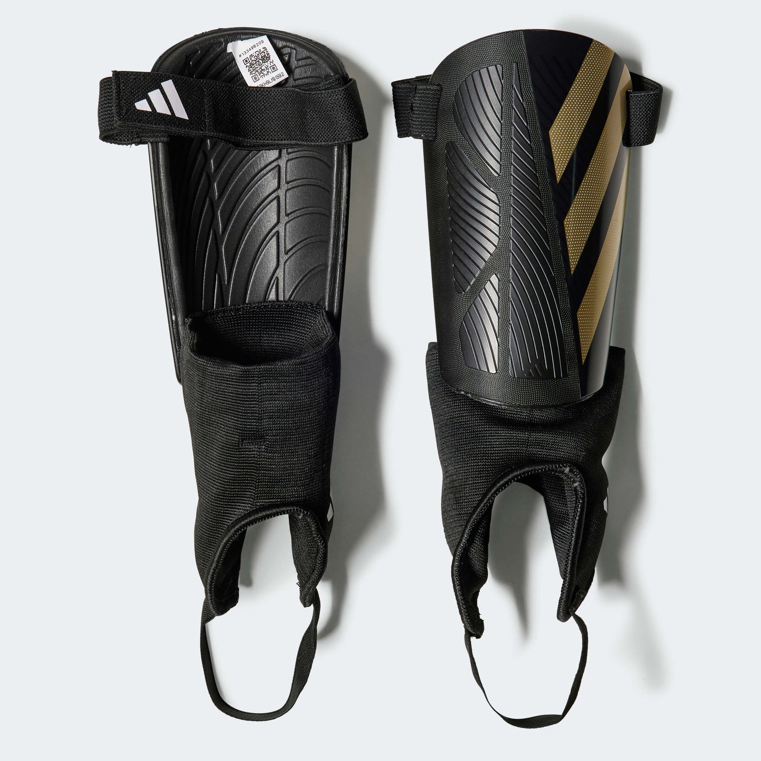 adidas Tiro Match Shin Guards Black / Gold Metallic / White (Pair - Front)