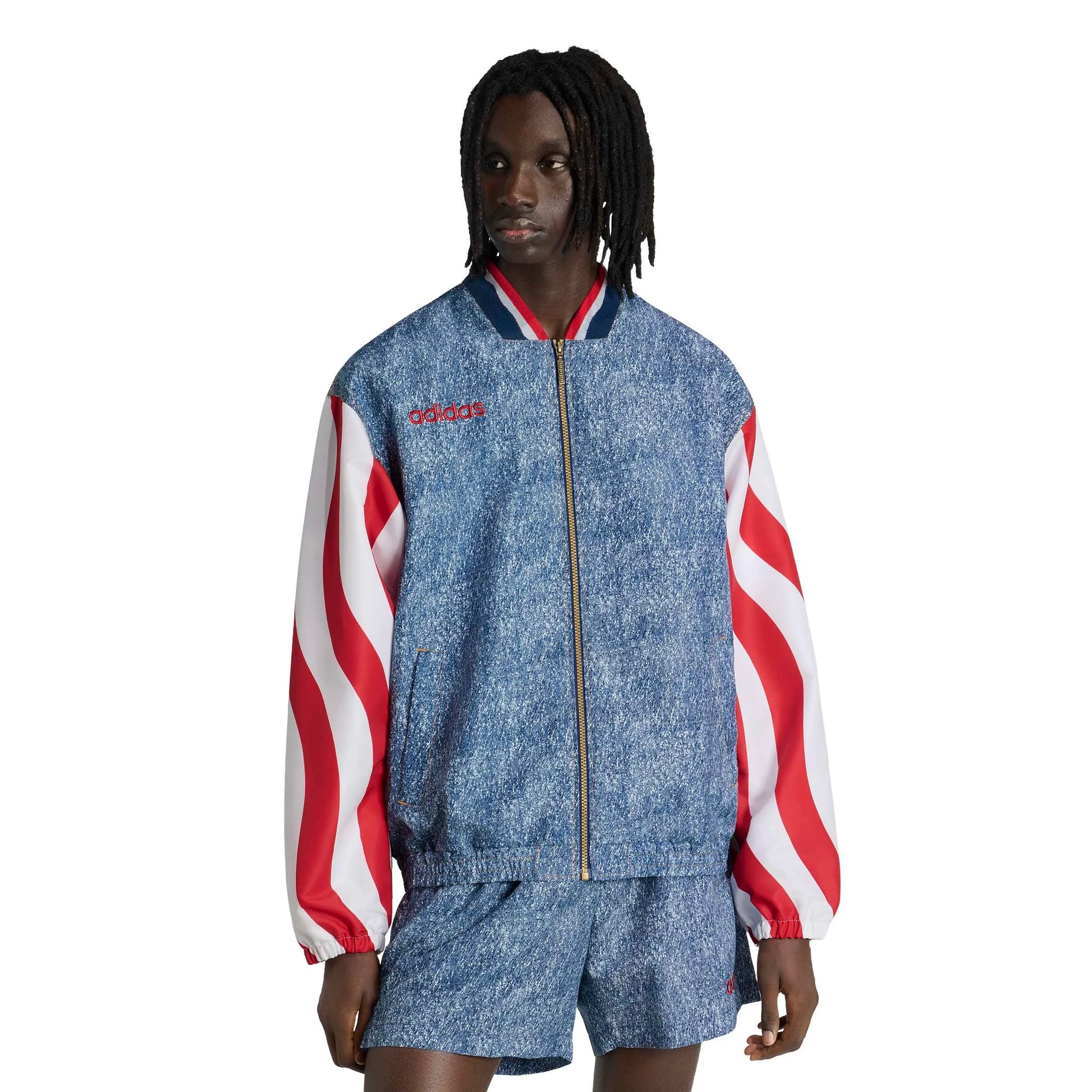 adidas USA Men's Denim Graphic Track Top (Model - Front)