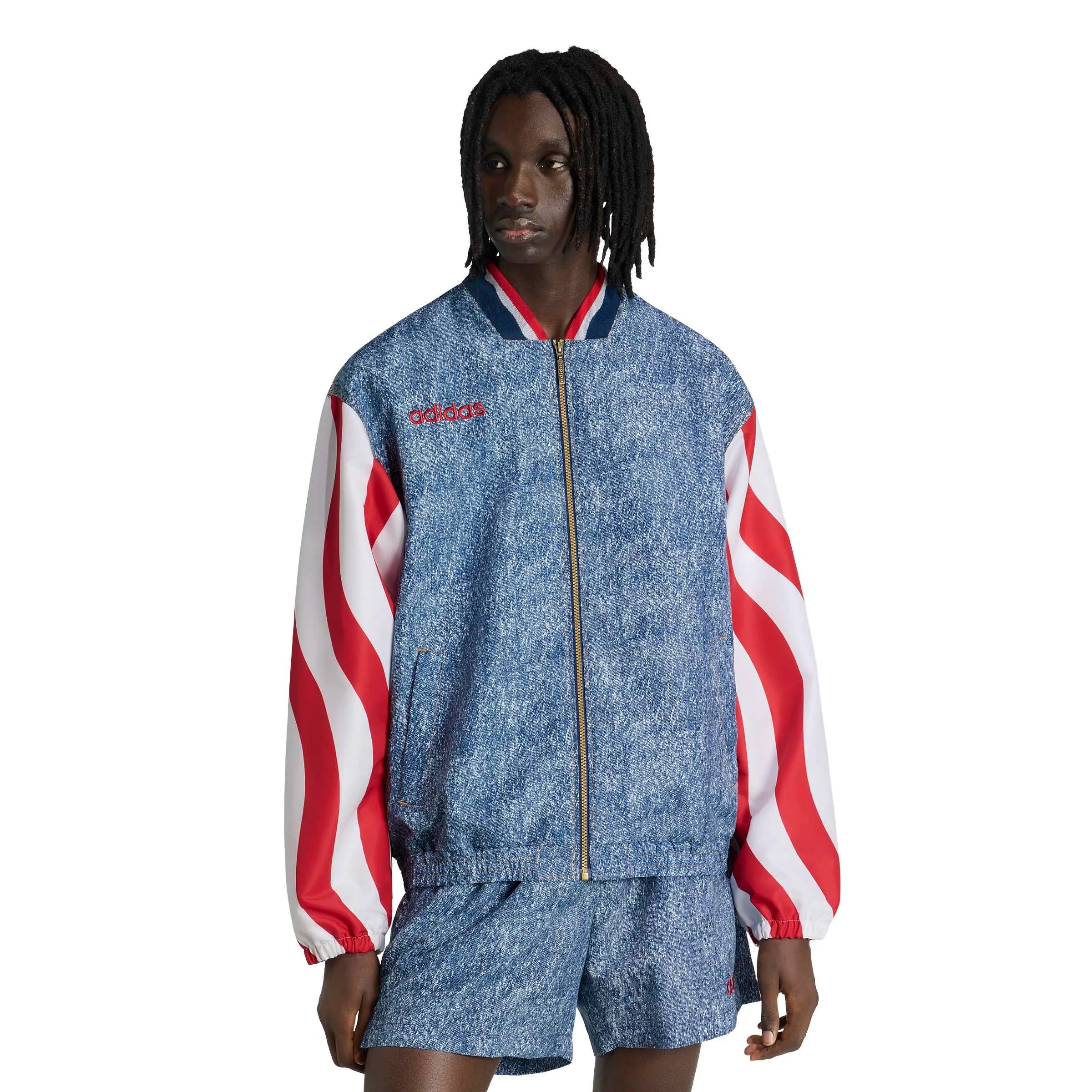 adidas USA Men's Denim Graphic Track Top (Model - Front)