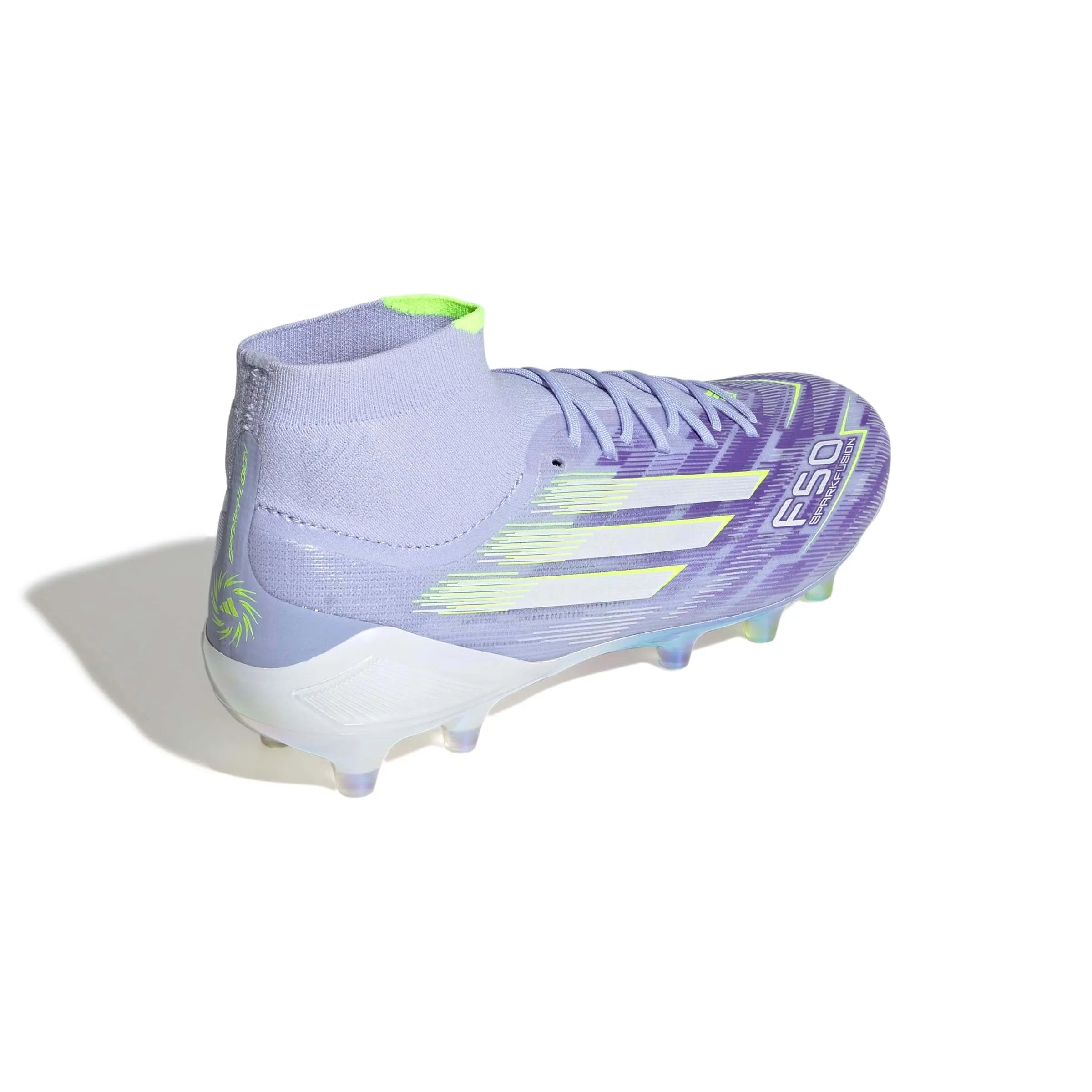 adidas Women's F50 Sparkfusion Elite Firm-Artificial Ground Soccer Cleats - Radiant Blaze Pack (FA25) (Lateral - Back)