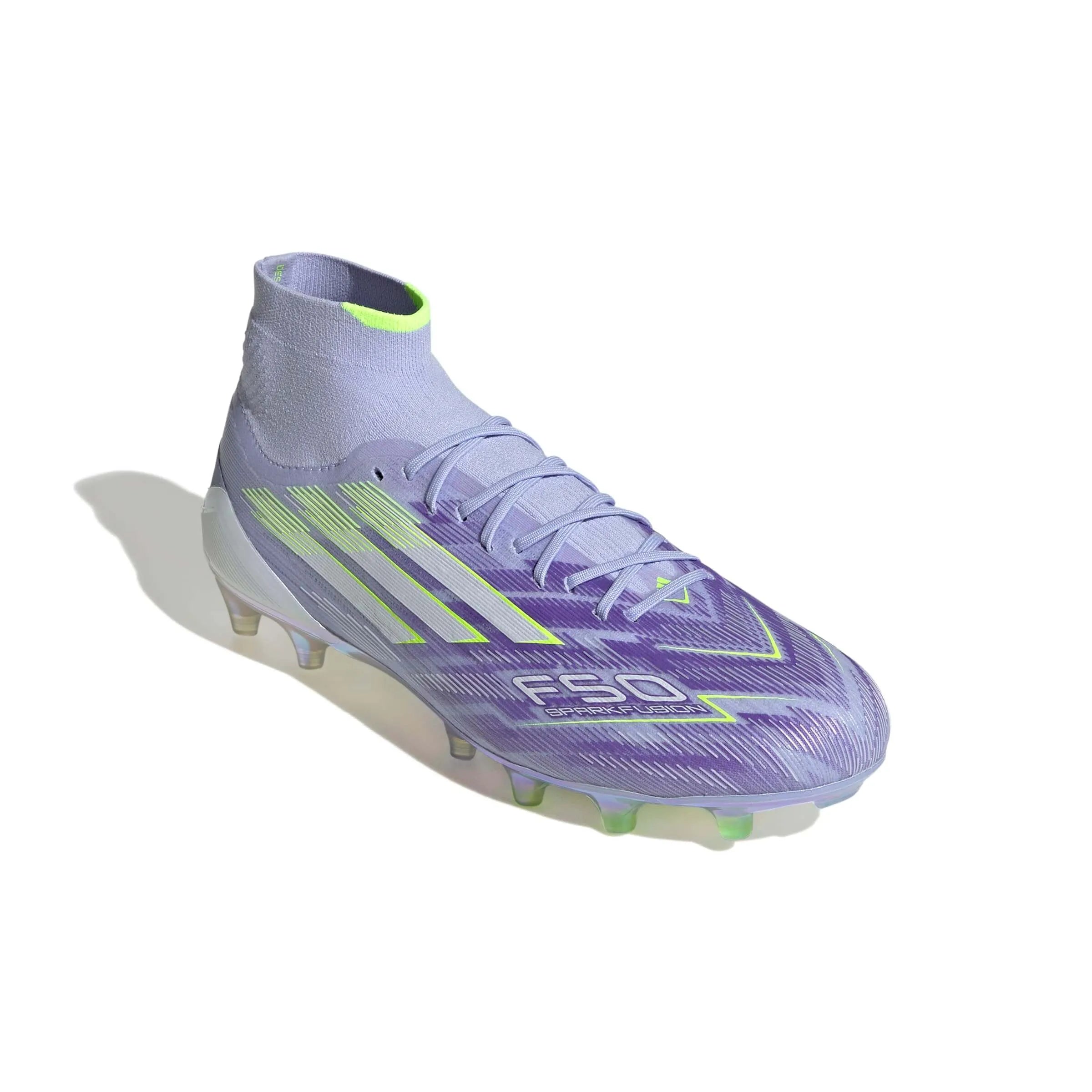 adidas Women's F50 Sparkfusion Elite Firm-Artificial Ground Soccer Cleats - Radiant Blaze Pack (FA25) (Lateral - Front)