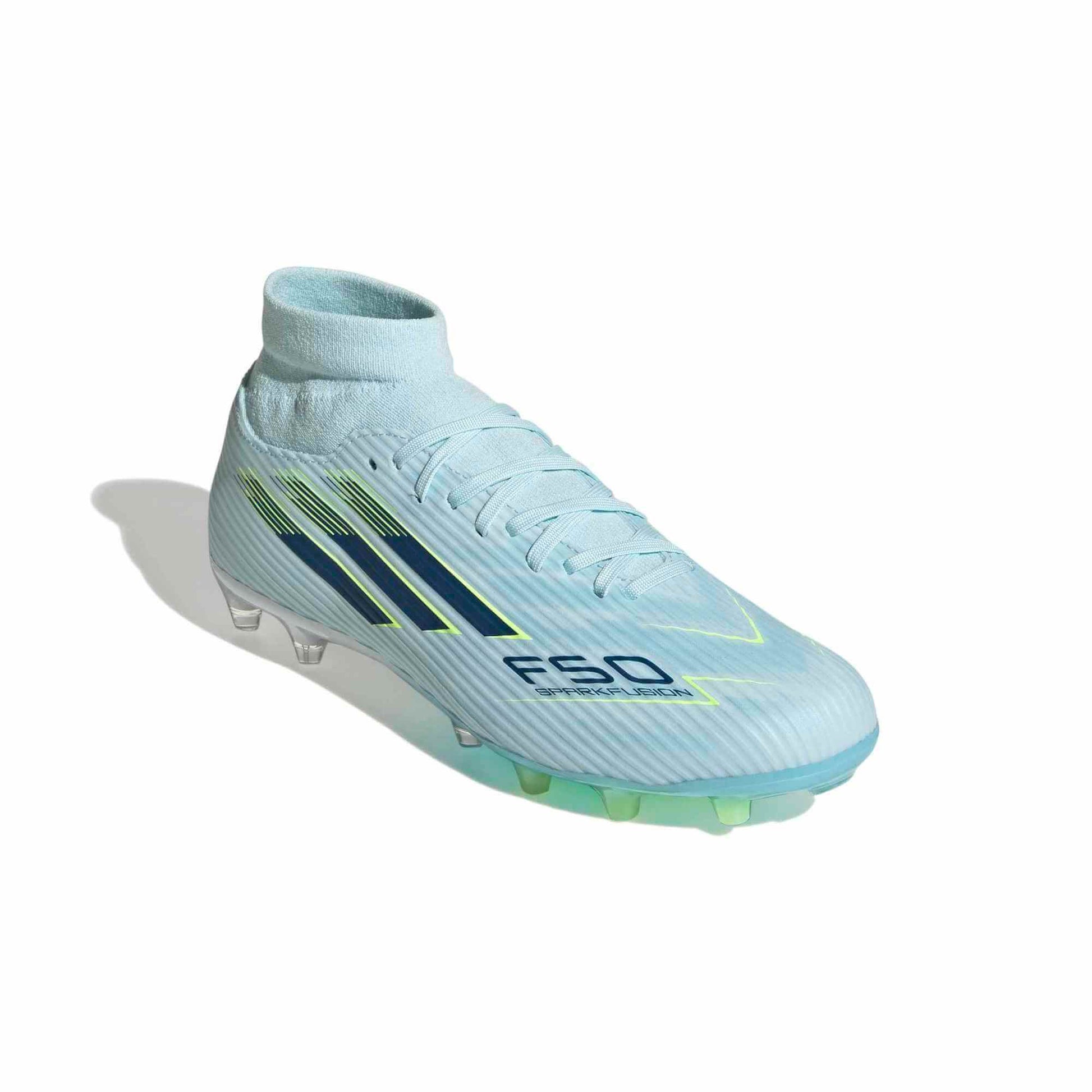 adidas Women's F50 Sparkfusion League Firm-Artificial Ground Soccer Cleats - Ice Cold Precision Pack (SP26) (Lateral - Front)