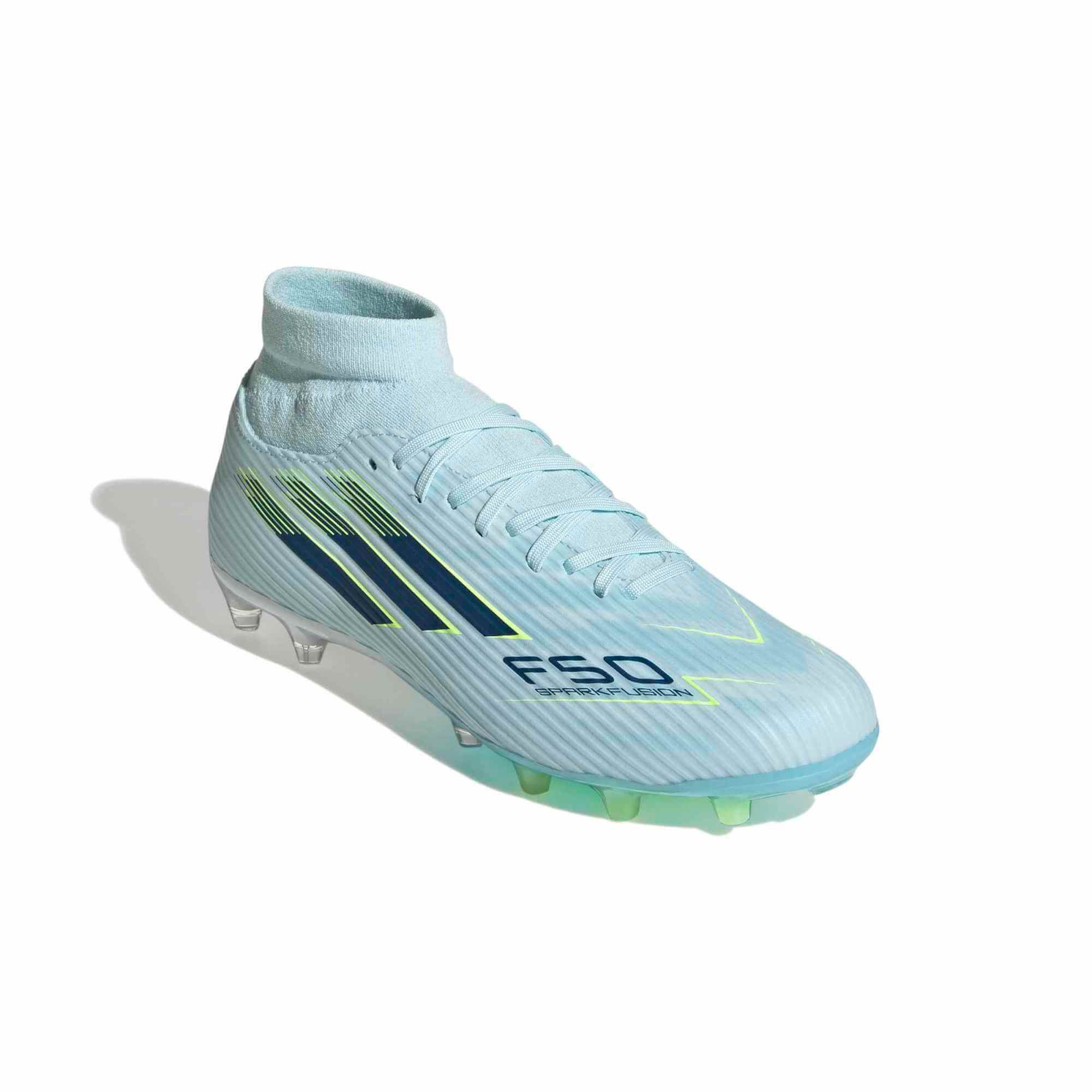 adidas Women's F50 Sparkfusion League Firm-Artificial Ground Soccer Cleats - Ice Cold Precision Pack (SP26) (Lateral - Front)