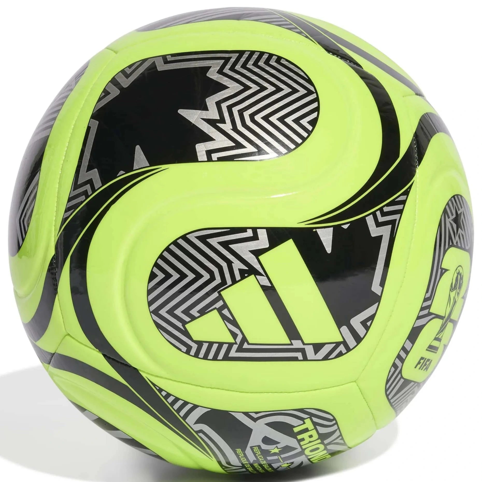 adidas World Cup 2026 Club Soccer Ball Lucid Lemon / Black / Silver Metallic (Back)