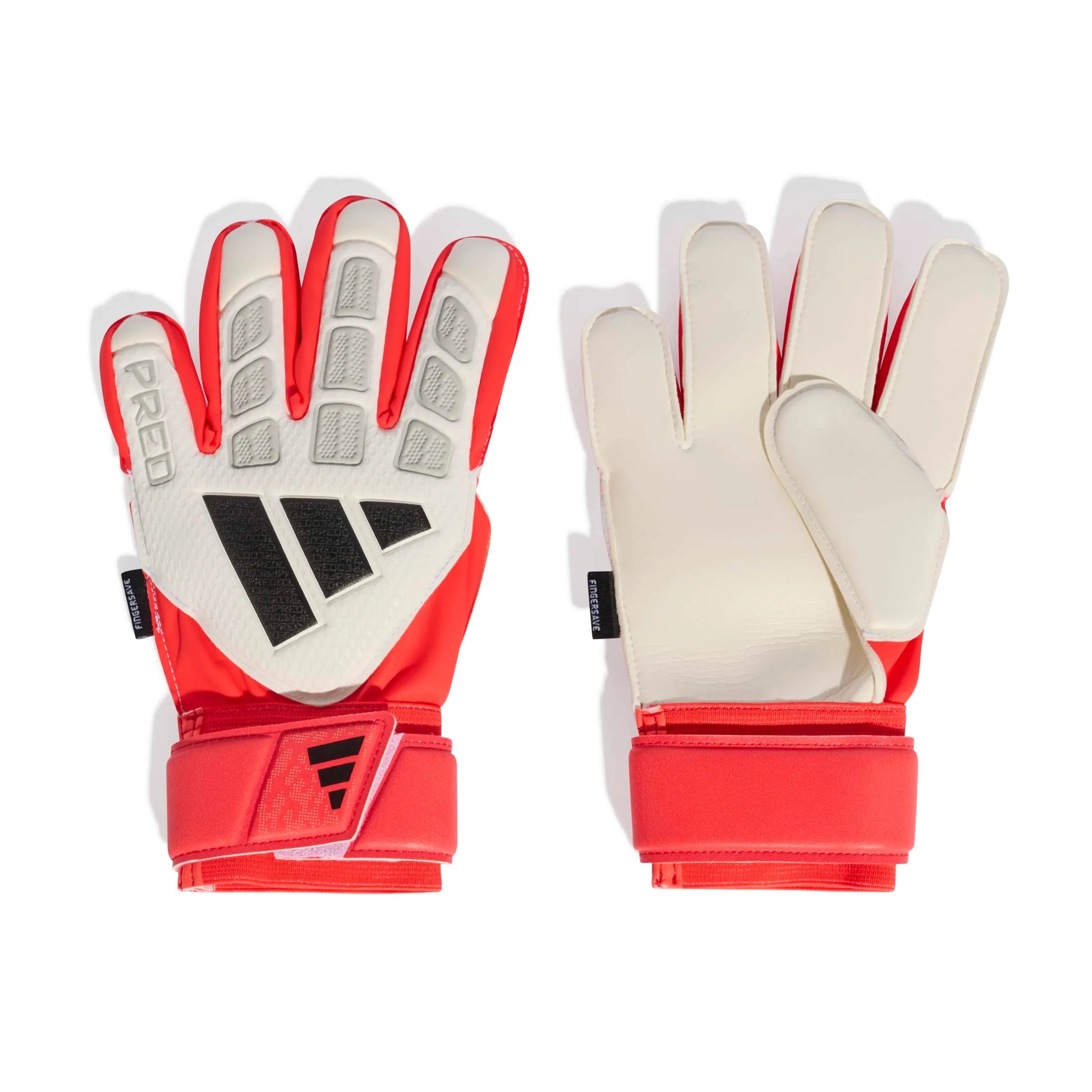 adidas Youth Predator GL Match Fingersave Goalkeeper Gloves White / Lucid Red / Black (Pair)