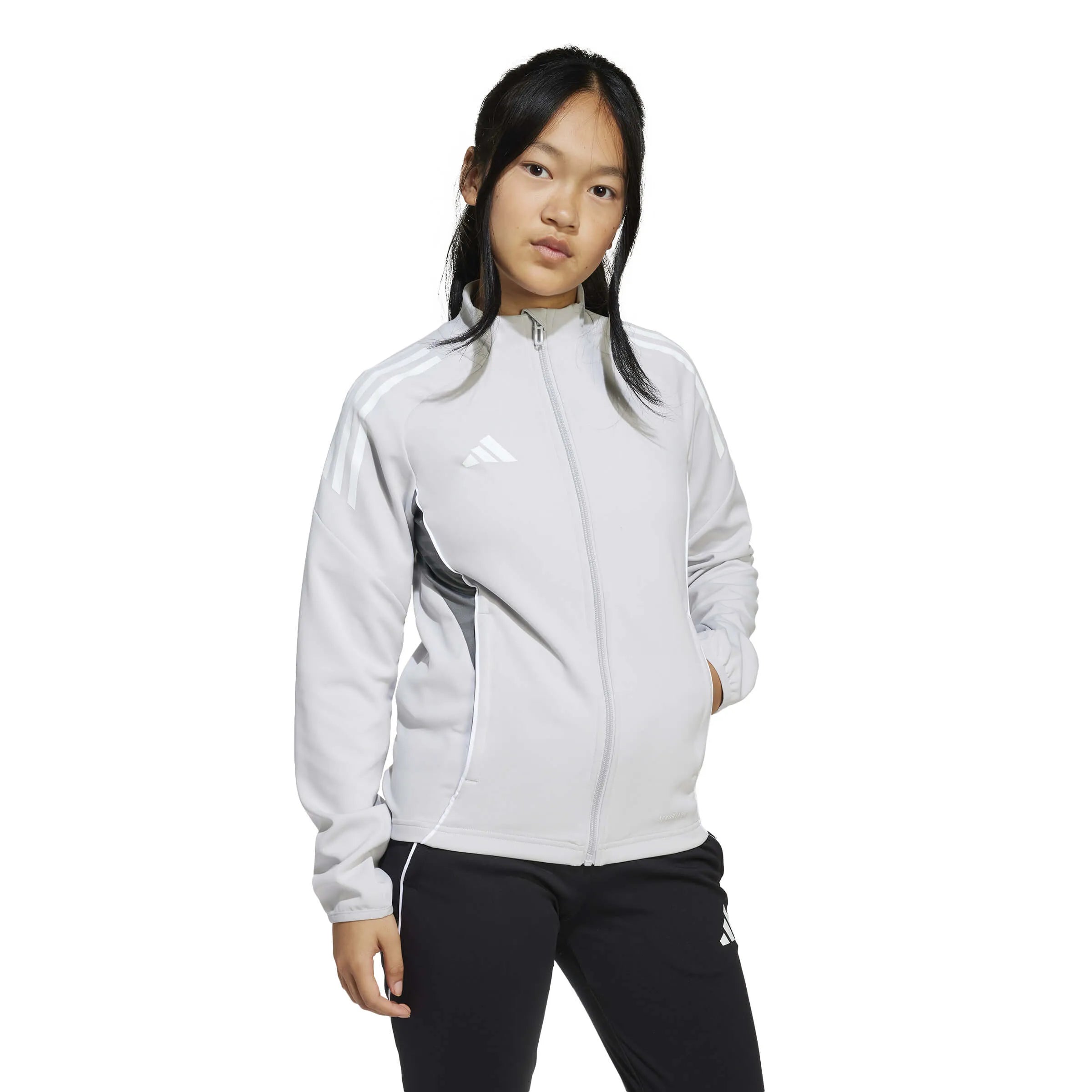 adidas Youth Tiro 25 Competition Training Jacket Light Grey (Model - Front)
