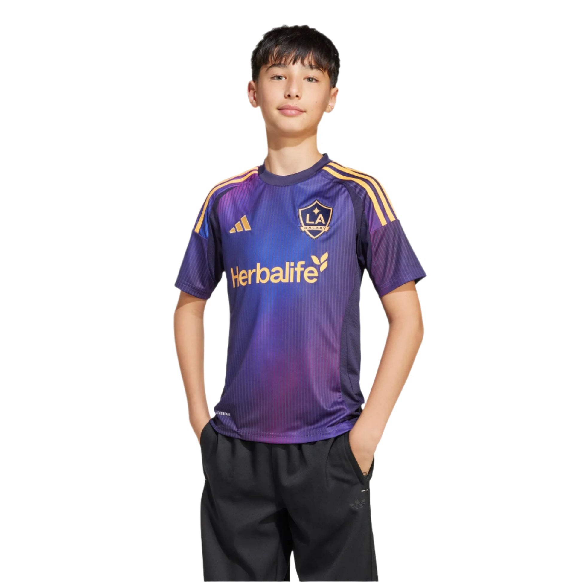 adidas 2025-26 LA Galaxy Youth Stadium Away Jersey (Model - Front)
