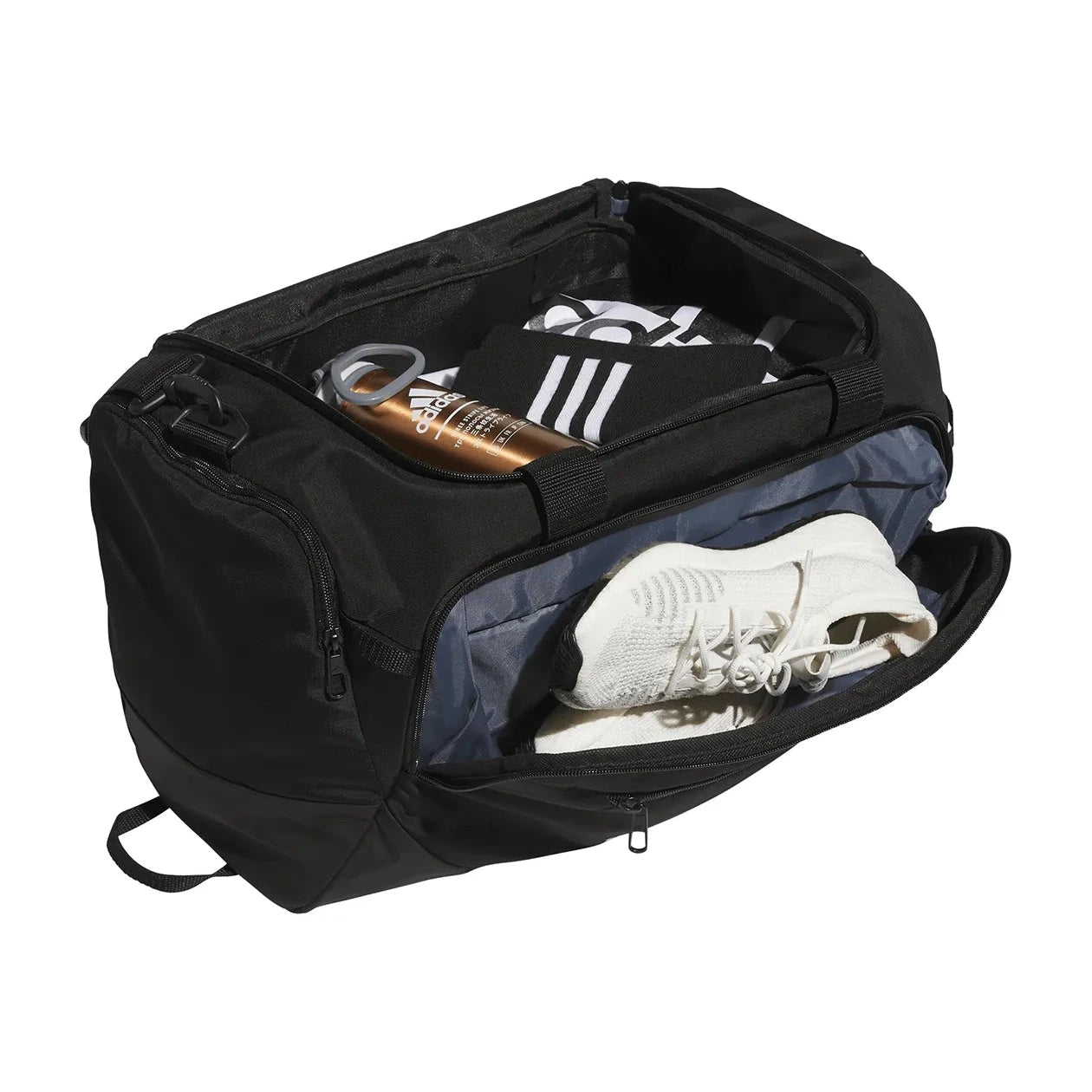 adidas Defender 5 Small Duffel Bag Black (Top - Open)
