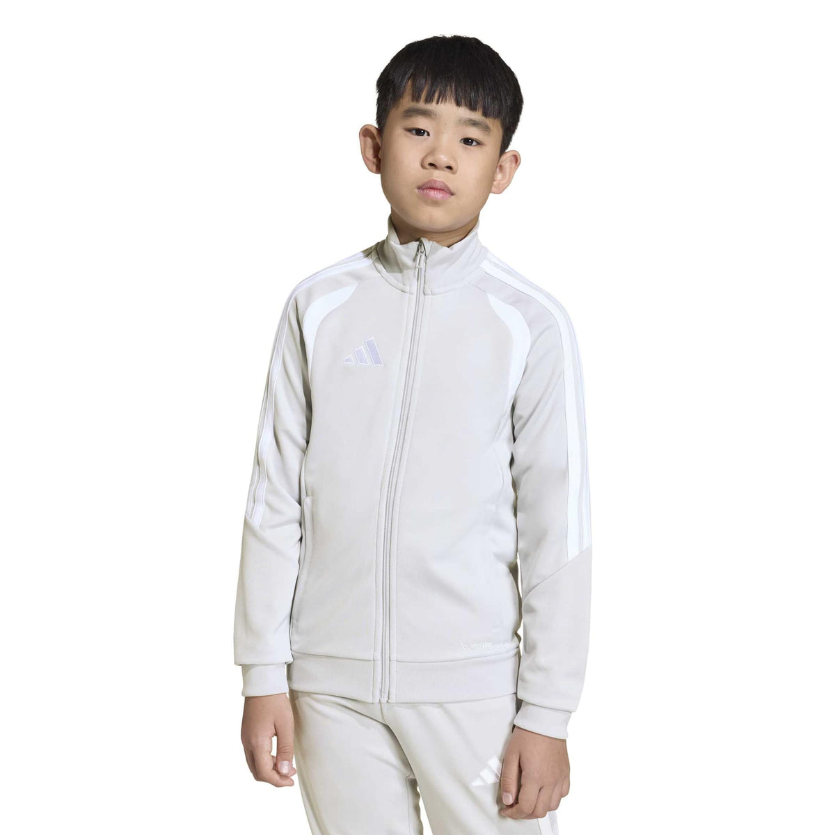adidas Tiro 26 Youth League Training Jacket Light Grey/White (Model - Front)