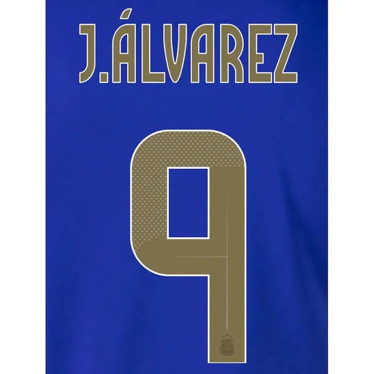 Argentina 2024 25 Away J. Alvarez #9 Jersey Name Set (Back)