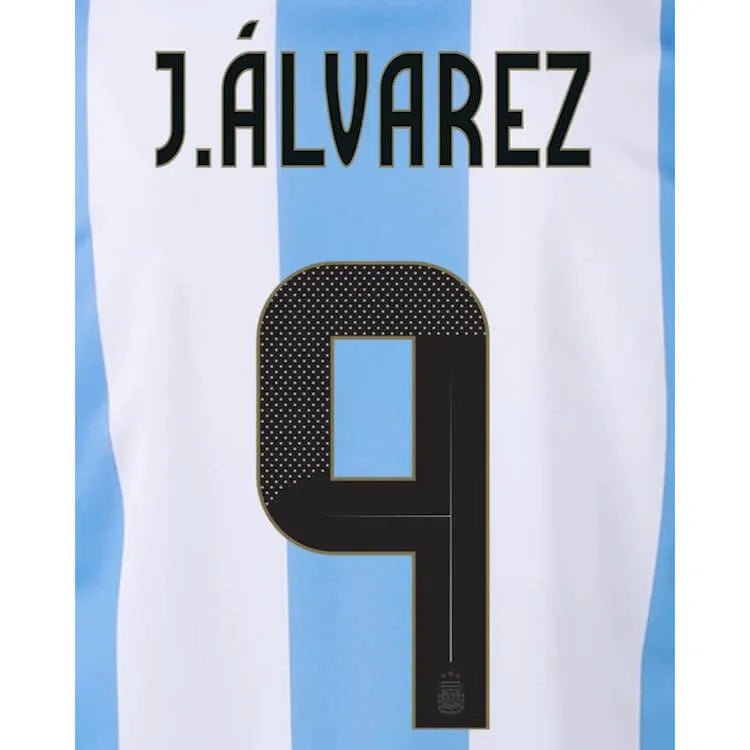 Argentina 2024 25 Home J. Alvarez #9 Jersey Name Set (Back)
