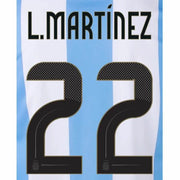 Argentina 2024/25 Home L. Martinez #22 Youth Jersey Name Set (Back)