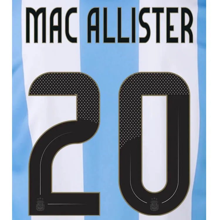 Argentina 2024/25 Home Mac Allister #20 Youth Jersey Name Set