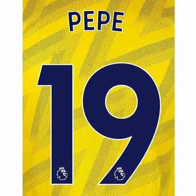 Arsenal 2019/20 Away Pepe #19 Jersey Name Set