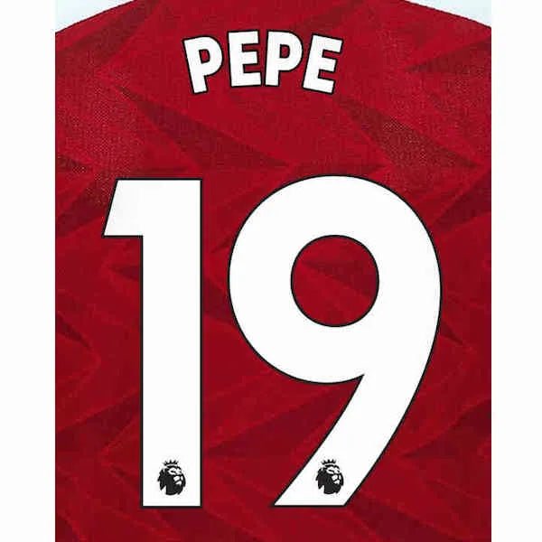 Arsenal 2019/22 Home Pepe #19 Jersey Name Set