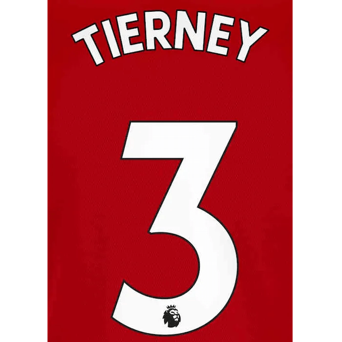 Arsenal 2021/22 Home Tierney #3 Jersey Name Set White (Main)