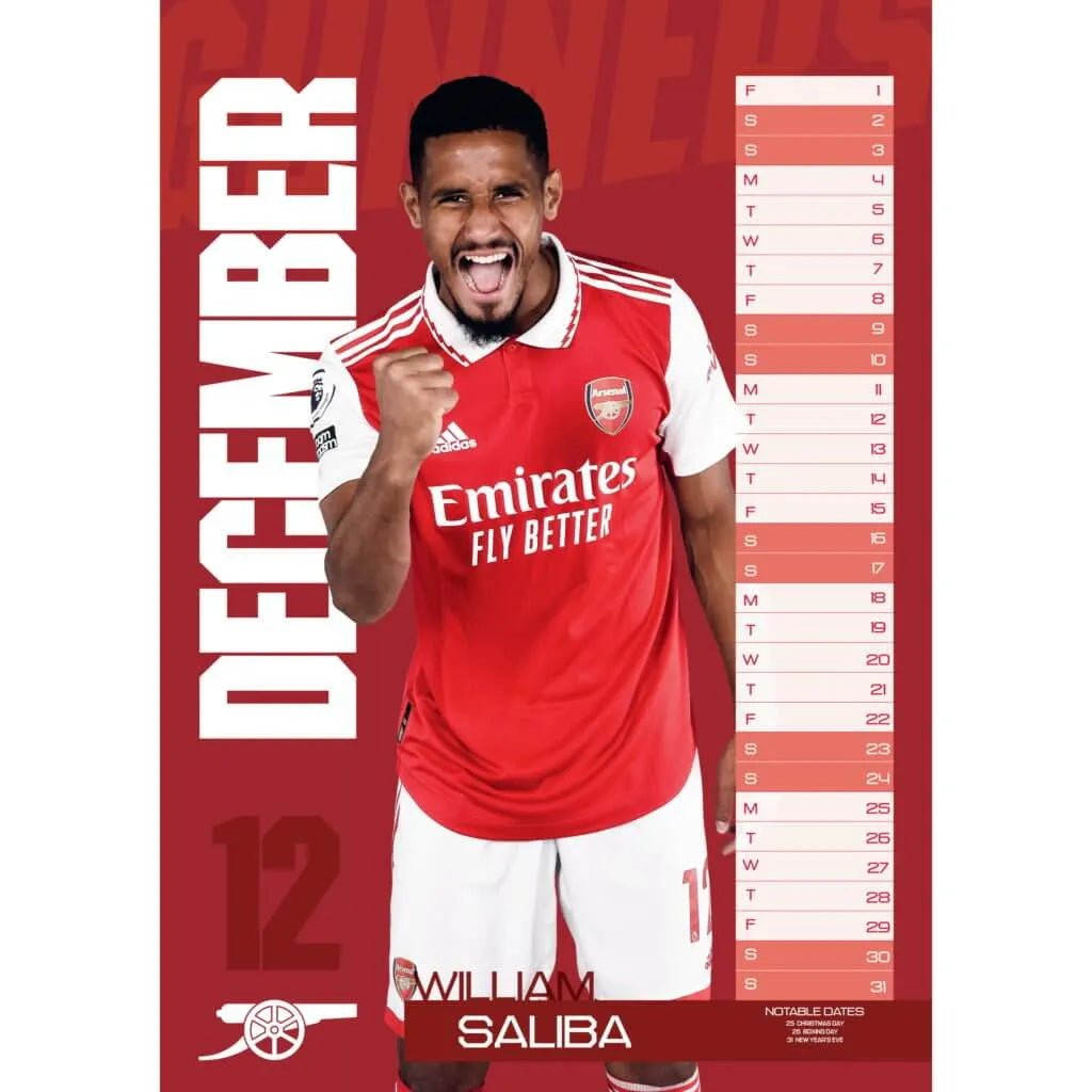 Arsenal 2023 Official Calendar (Saliba Page)