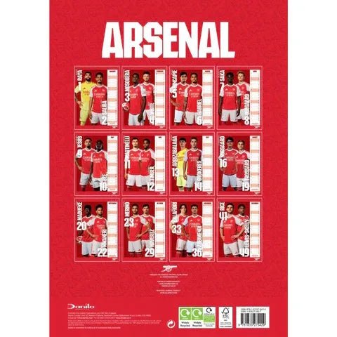 Arsenal 2026 Official Calendar (Back)