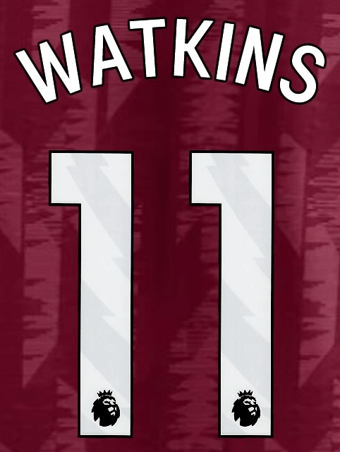 Aston Villa 2025-Home WATKINS #11 Official Name Set-White