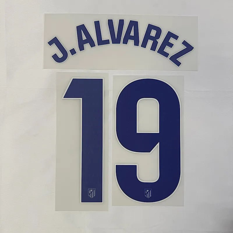 Atletico Madrid 2025/26. Home J. ALVAREZ #19 Jersey Name Set